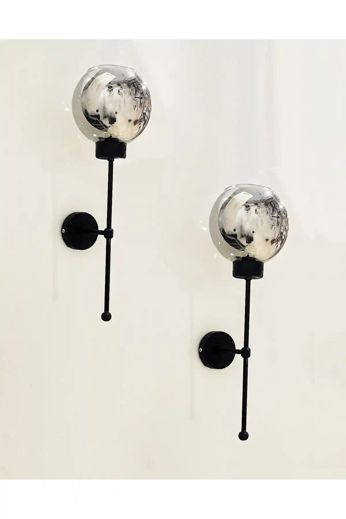 Gaziantepavize Feza Füme Camlı Siyah Metal Modern Aplik Dekoratif ve Pratik Kullanım