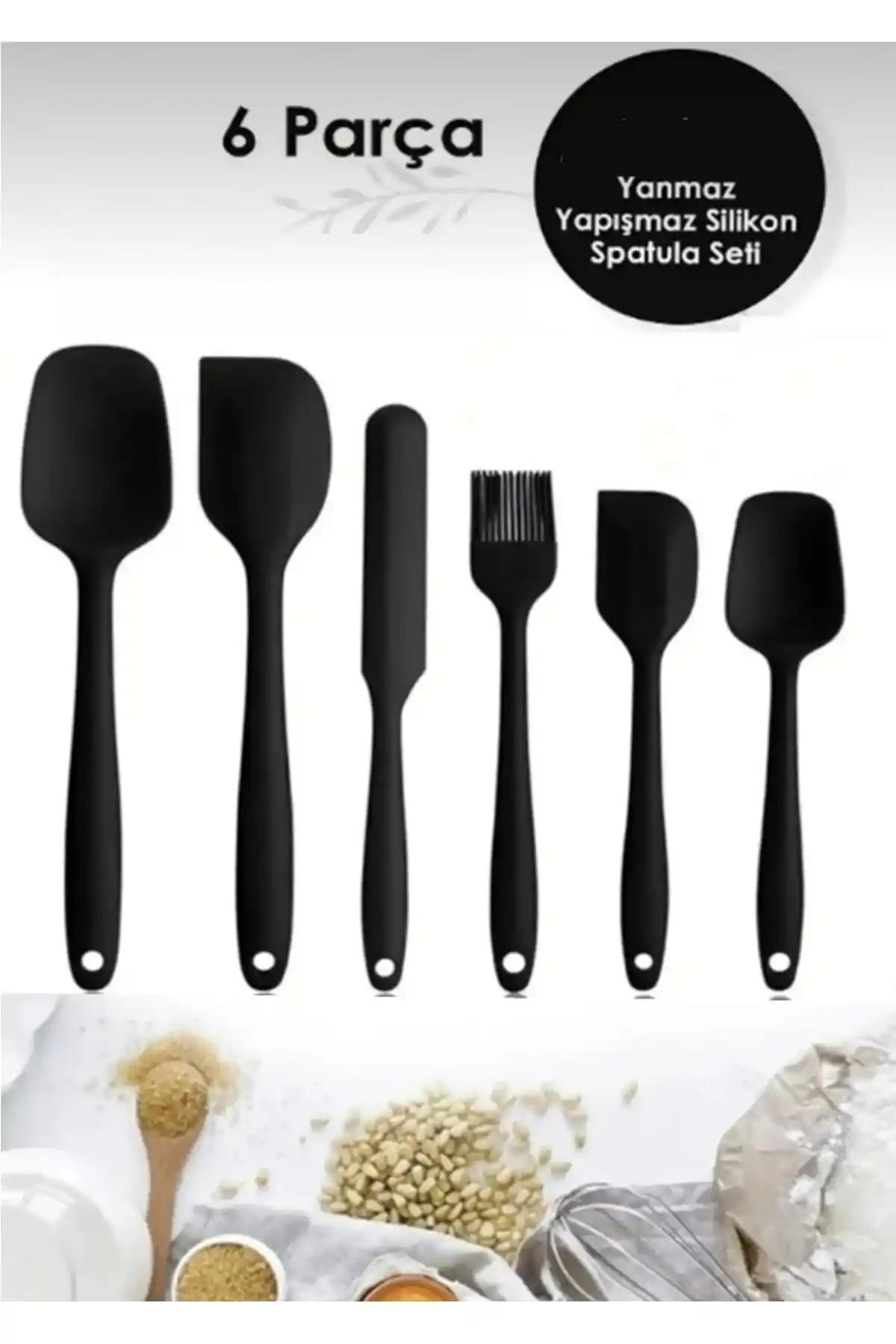 GELİNHOMES 6 Parça Isıya Dayanıklı Yanmaz Silikon Spatula Seti Mutfakta Güvenli ve Pratik Kullanım