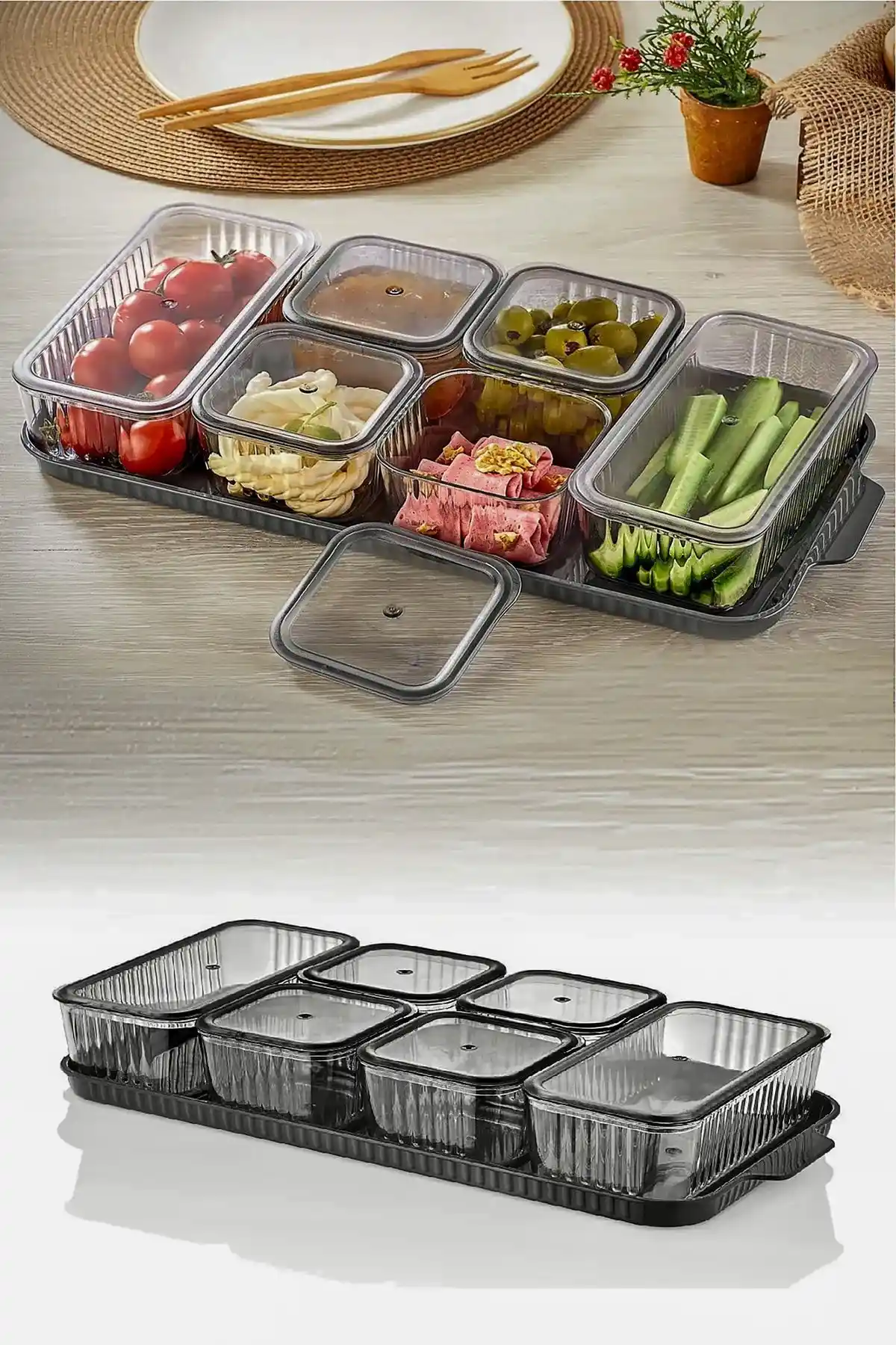 Genel Markalar 13 Parça 6 Bölmeli Kapaklı Kahvaltılık Seti Modern ve Pratik Mutfak Gereçleri