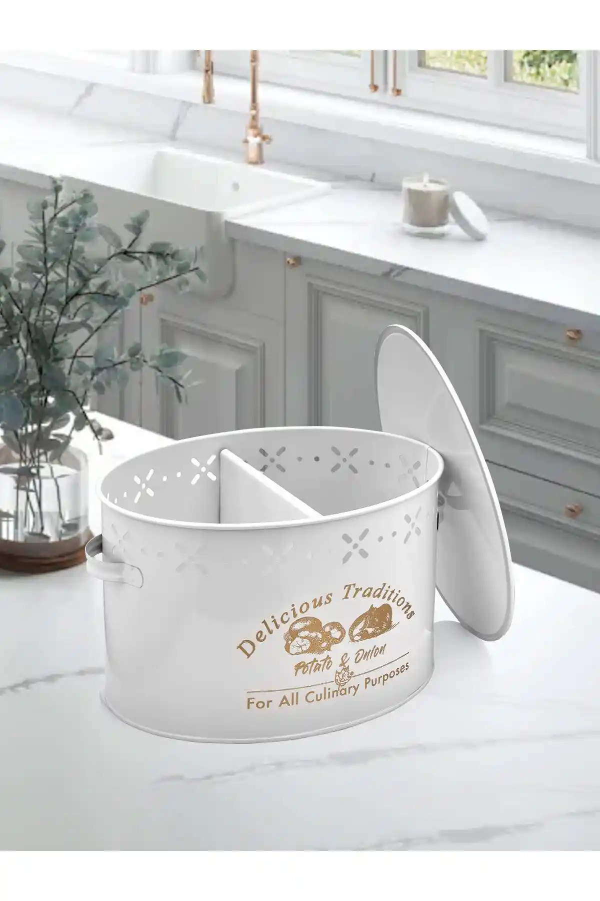 Genel Markalar 2 Bölmeli Metal Patates ve Soğan Kovası: Dayanıklı ve Şık Mutfak Saklama Çözümü