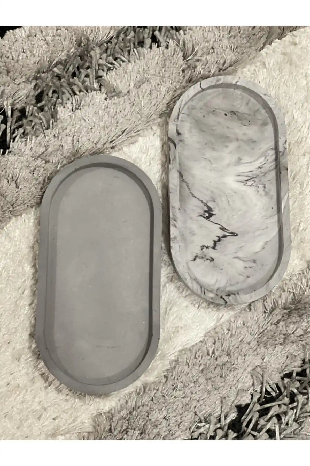 Genel Markalar 2'li Dekoratif Beton Oval Sunumluk Seti Modern ve Dayanıklı Tasarım