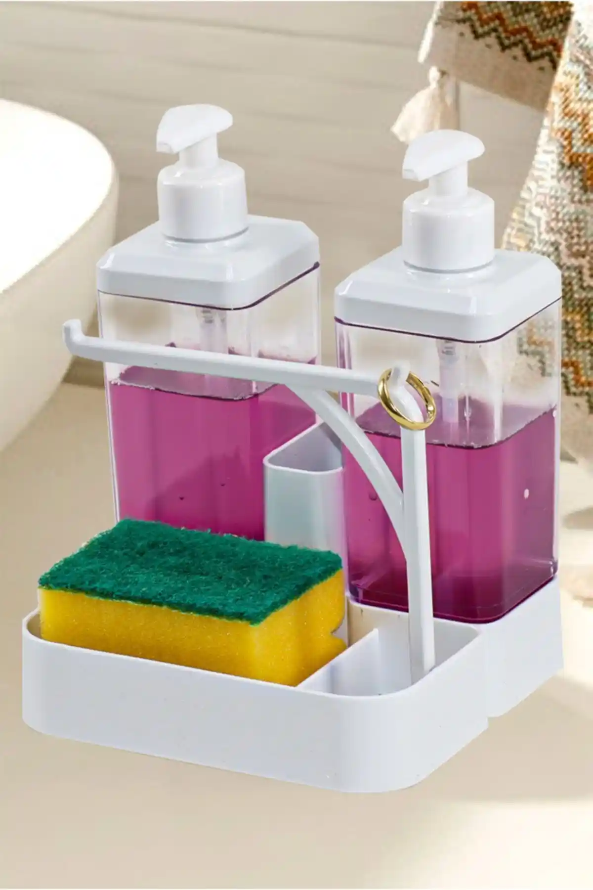 Genel Markalar As-118 Yüzük Bez Askılı Sünger Hazneli Pratik Sabunluk ve Düzenleyici