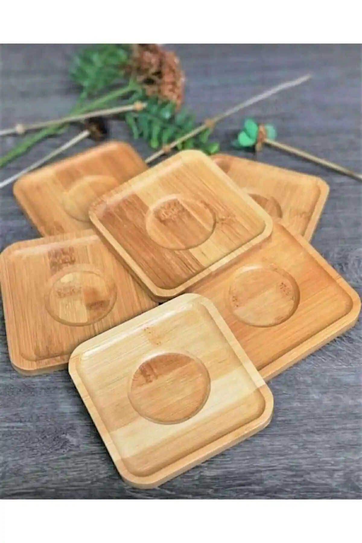 Genel Markalar Lüks Kare Bambu Bardak Altlığı Seti Modern ve Şık Dekorasyon İçin Uygun