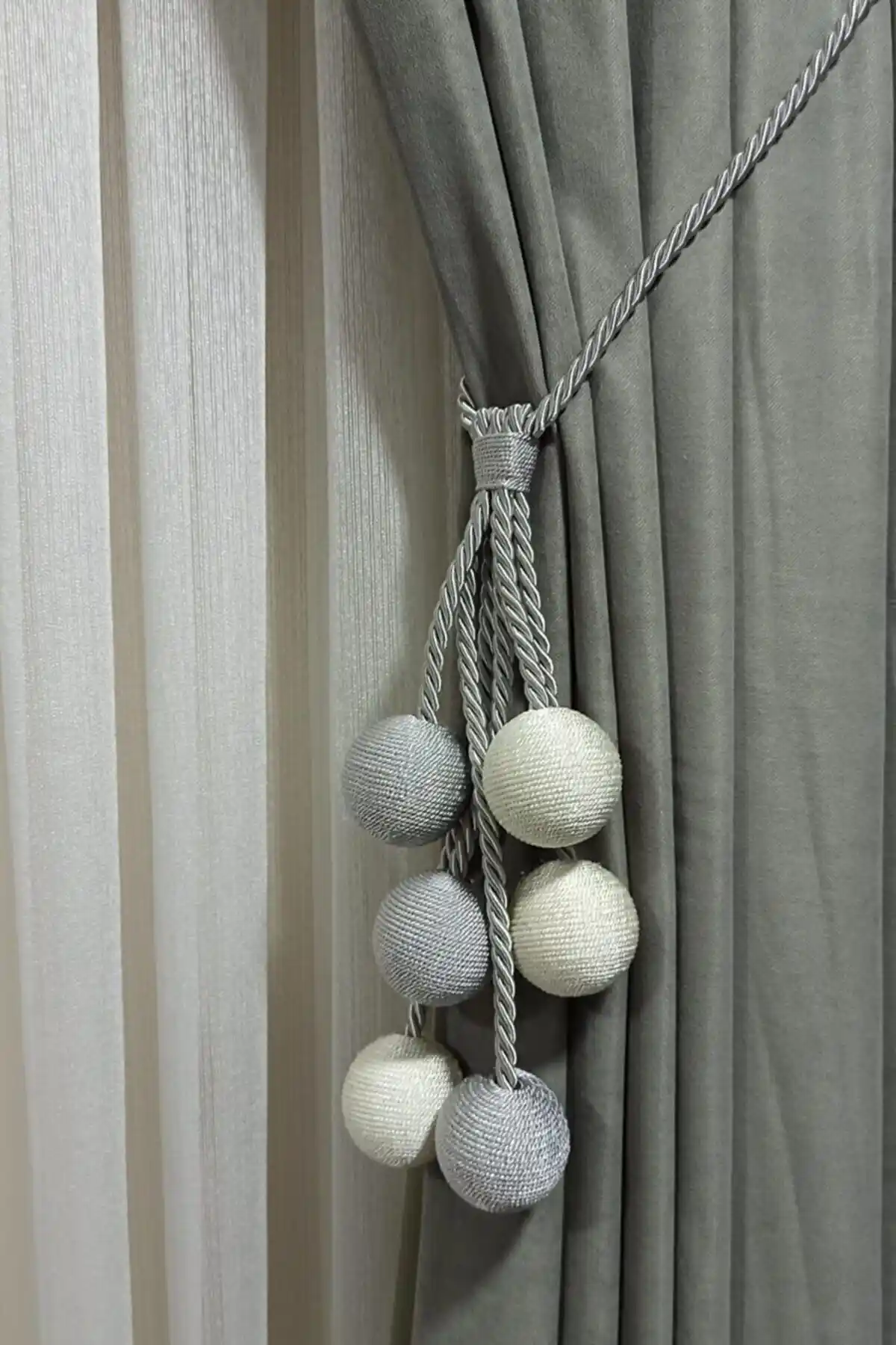 Genel Markalar Perde Broçol 6'lı Seti Gri ve Krem Renk Seçenekleriyle Modern Dekoratif Aksesuar