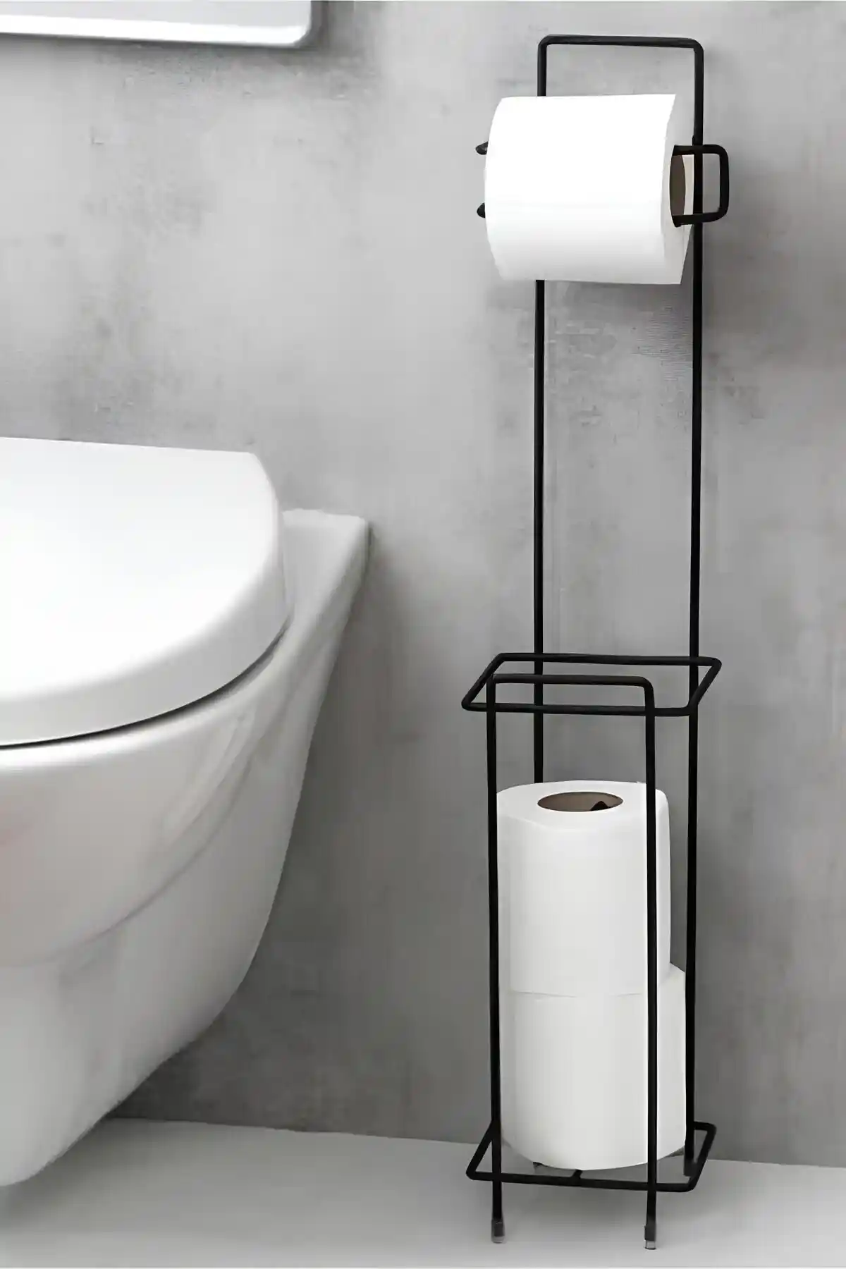 Genel Markalar Siyah Yedekli Metal Tuvalet Kağıtlığı Modern Banyo Dekorasyonu İçin