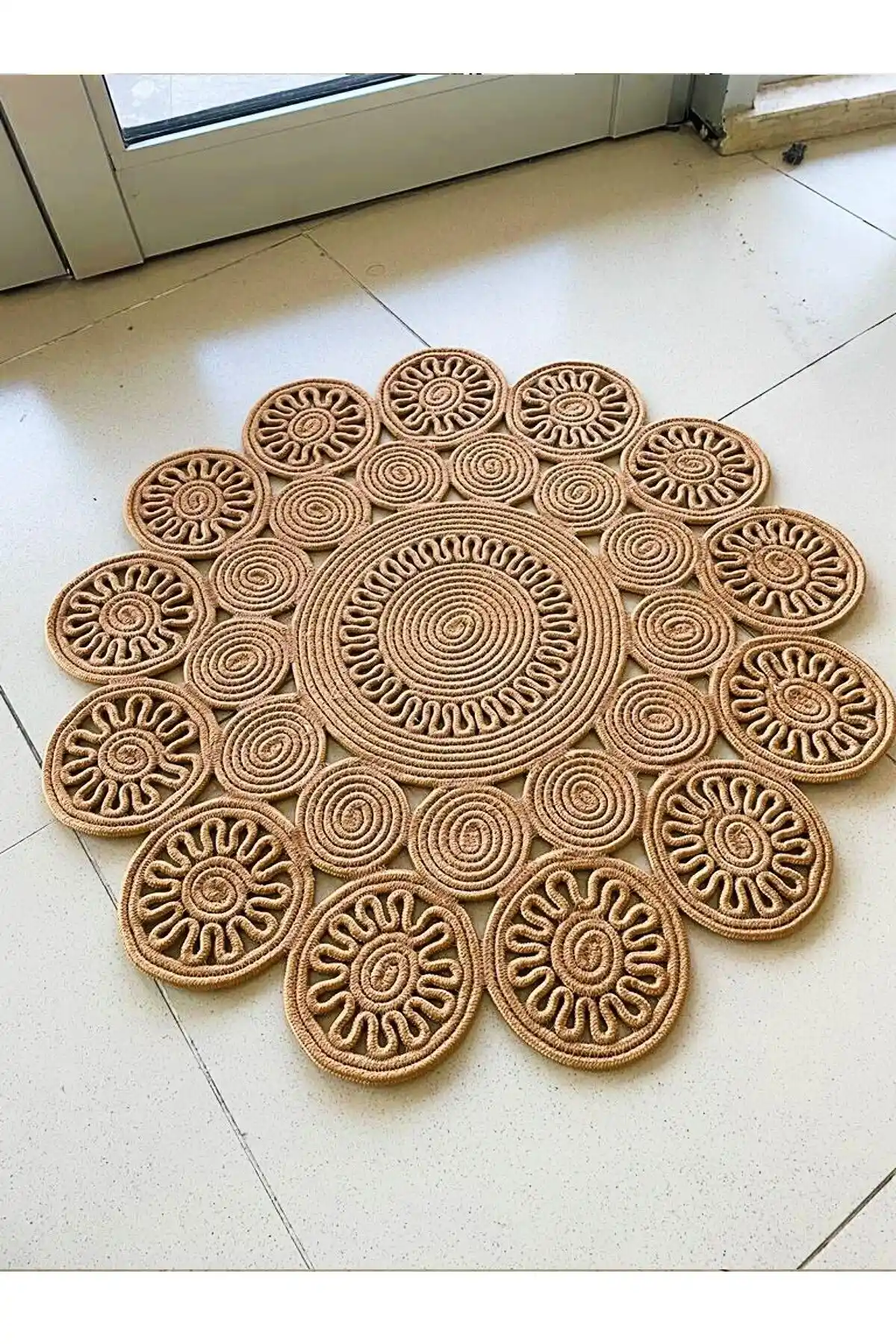 Genel Markalar Trikot Papatya Model Kilim Paspas Doğal ve Şık El Yapımı Çevre Dostu Ürün