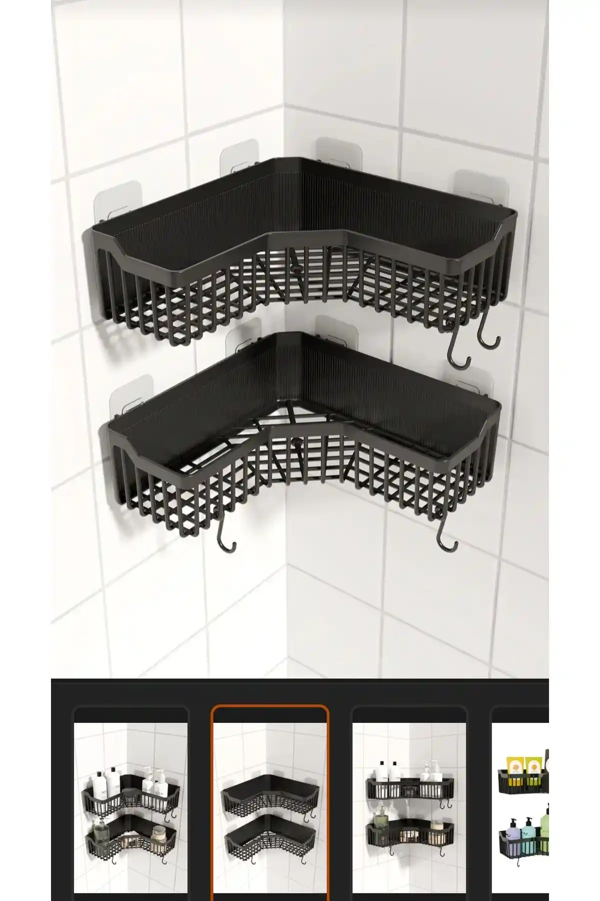 GenelTedarik Füme Yapışkanlı Duş ve Banyo Köşesi Sabunluğu Pratik ve Şık Tasarım