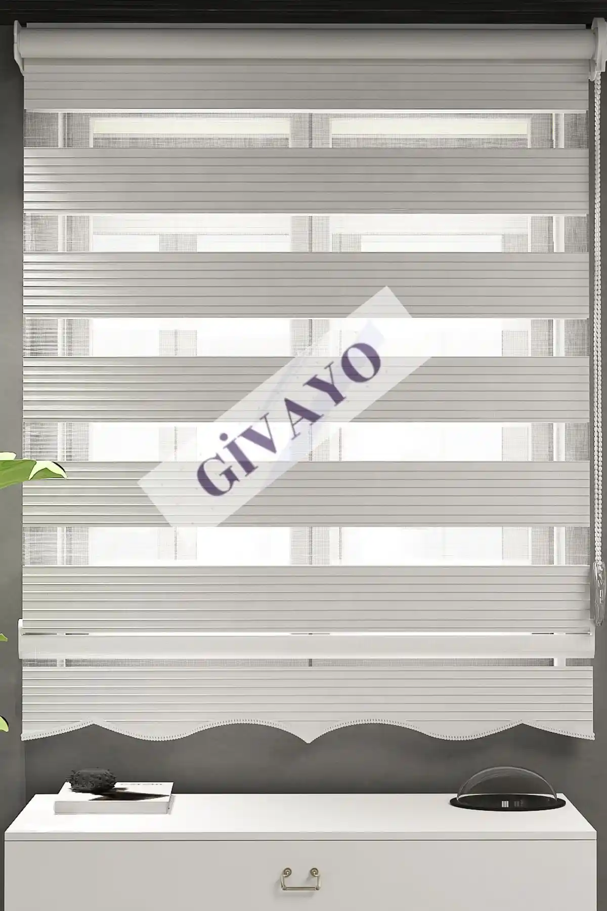 Givayo Mobilya Pliseli Beyaz Etek Dilimli Zebra Perde Modern ve Şık Tasarım