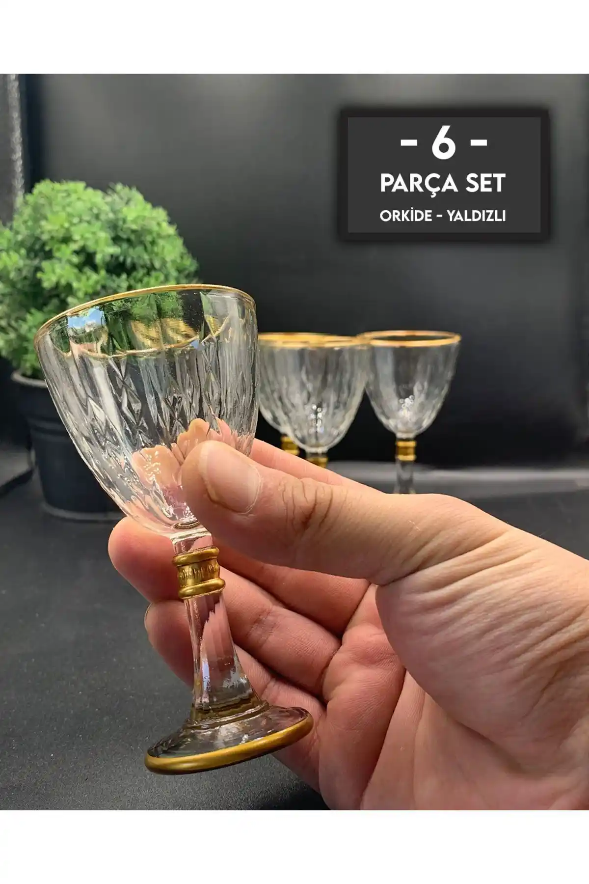 Gkz Glass Yalız Detaylı 6 Kişilik Cam Kahve Yanı Su Bardağı Seti - Modern ve Dayanıklı Tasarım