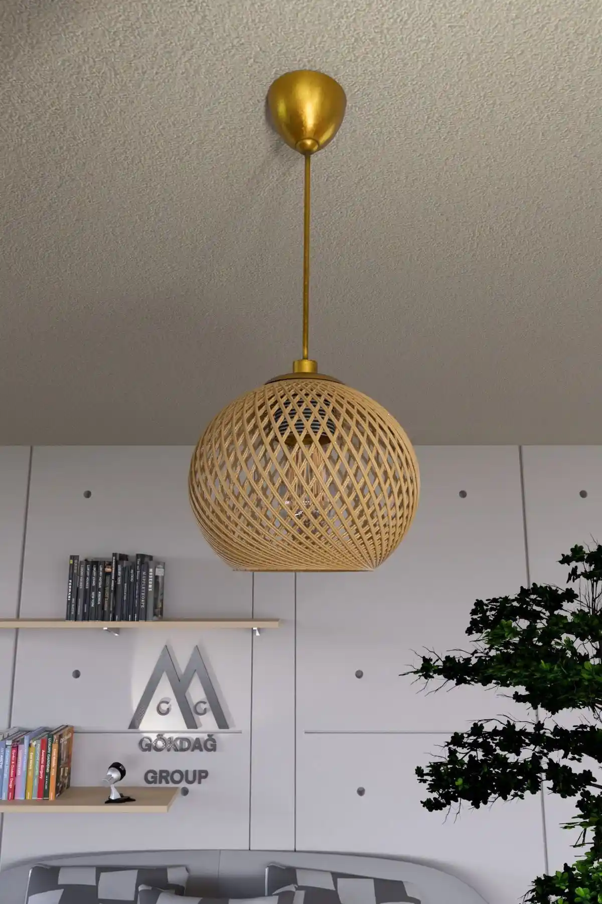 Gökdağ Group G G Balle Hasır Sarkıt Top Avize Modern ve Rustik Dekorasyon İçin Uygun