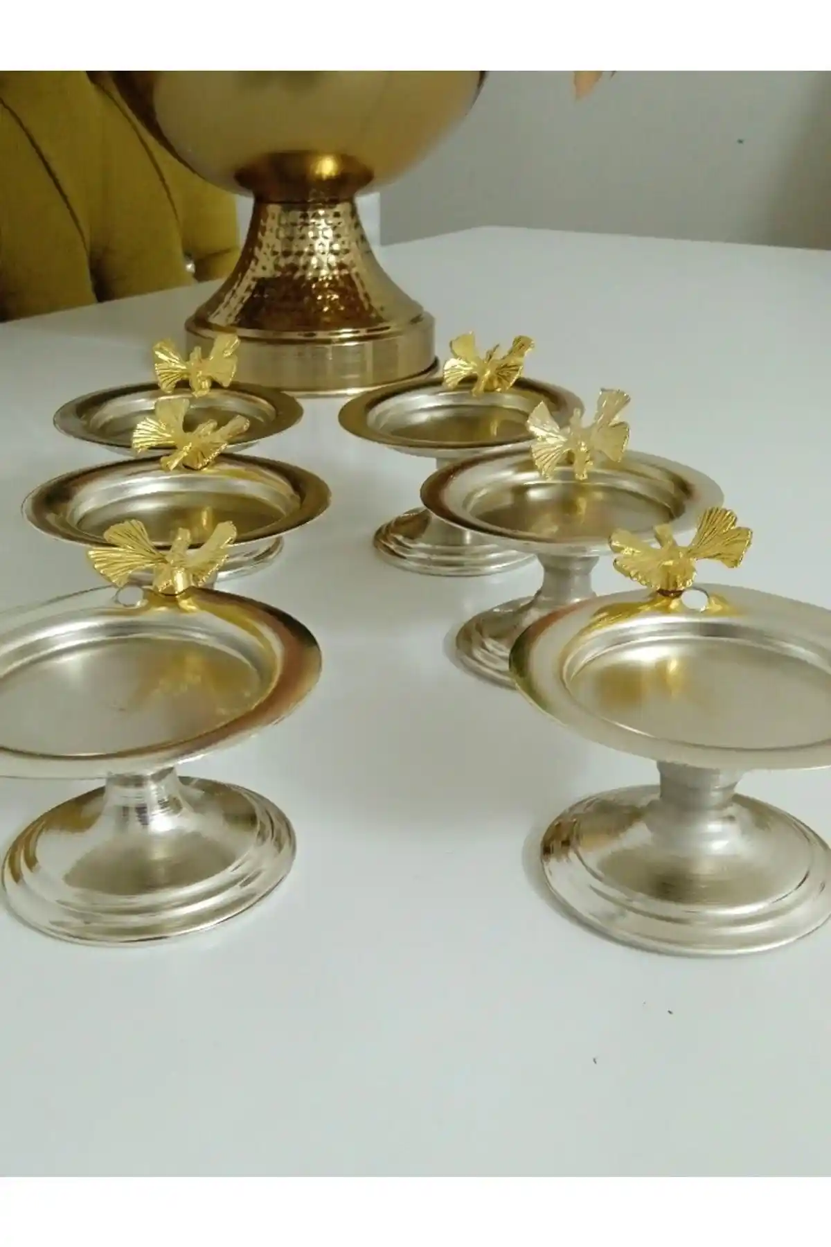 Gümüş Renkli Kelebek Motifli 6'lı Makaronluk ve Lokumluk Seti Dekoratif Kullanım