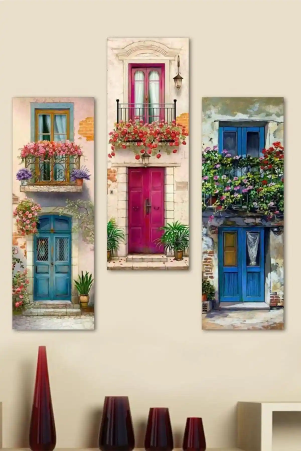 Güneş Lazer Ev Görselli Dekoratif Duvar Tablo Seti Modern ve Şık İç Mekan Dekoru