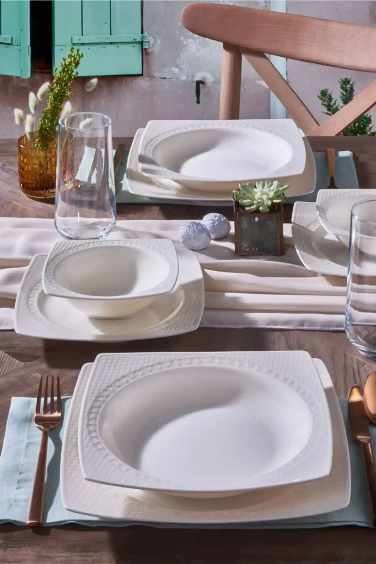 Güral Porselen Bonenjoy 24 Parça Modern Yemek Takımı 6 Kişilik Şık ve Dayanıklı Tasarım