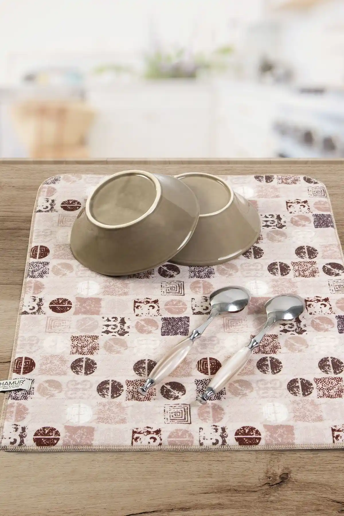 HAMUR Bulaşık Kurutma Matı 42x50 cm, Estetik ve Fonksiyonel Mutfak Aksesuarı