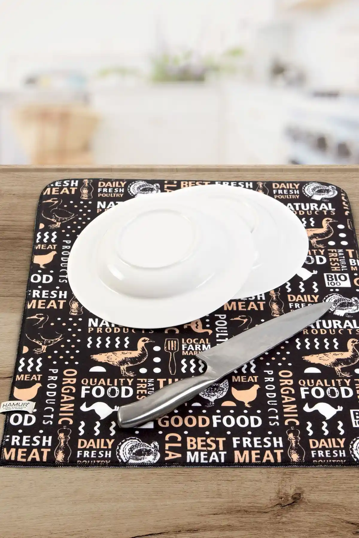 HAMUR Bulaşık Kurutma Matı: Modern ve Pratik Mutfak Çözümü 42x50 cm Boyutuyla