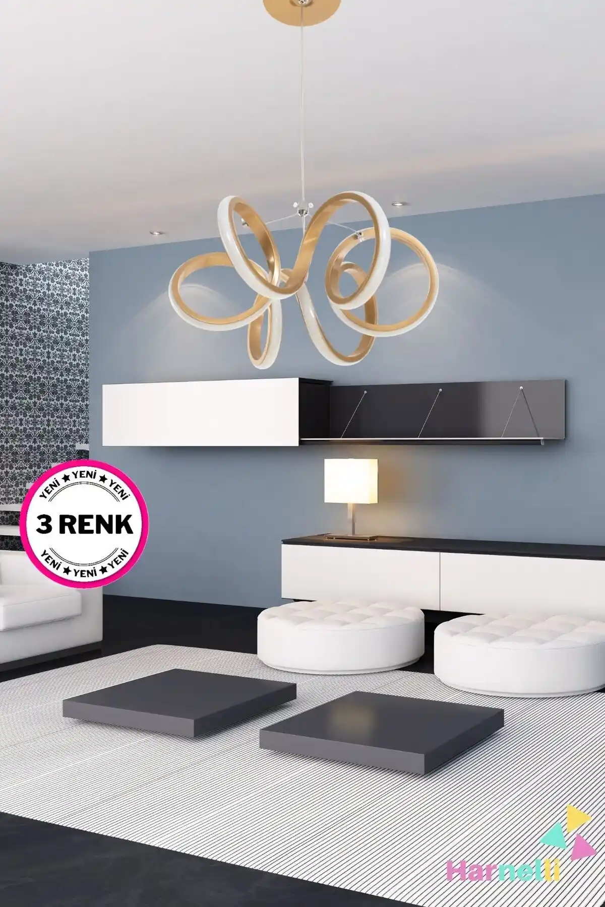 Harnelli Gold Kasa: Modern ve Şık Led Avize ile İç Mekanlara Zarif Dokunuş