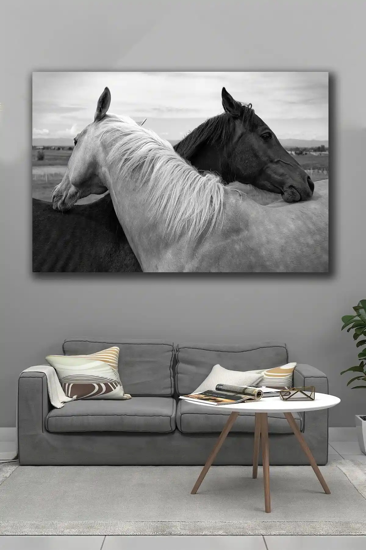 Hediyeler Kapında 100x140 cm Siyah Beyaz Kanvas Tablo Modern Dekorasyon Ürünü