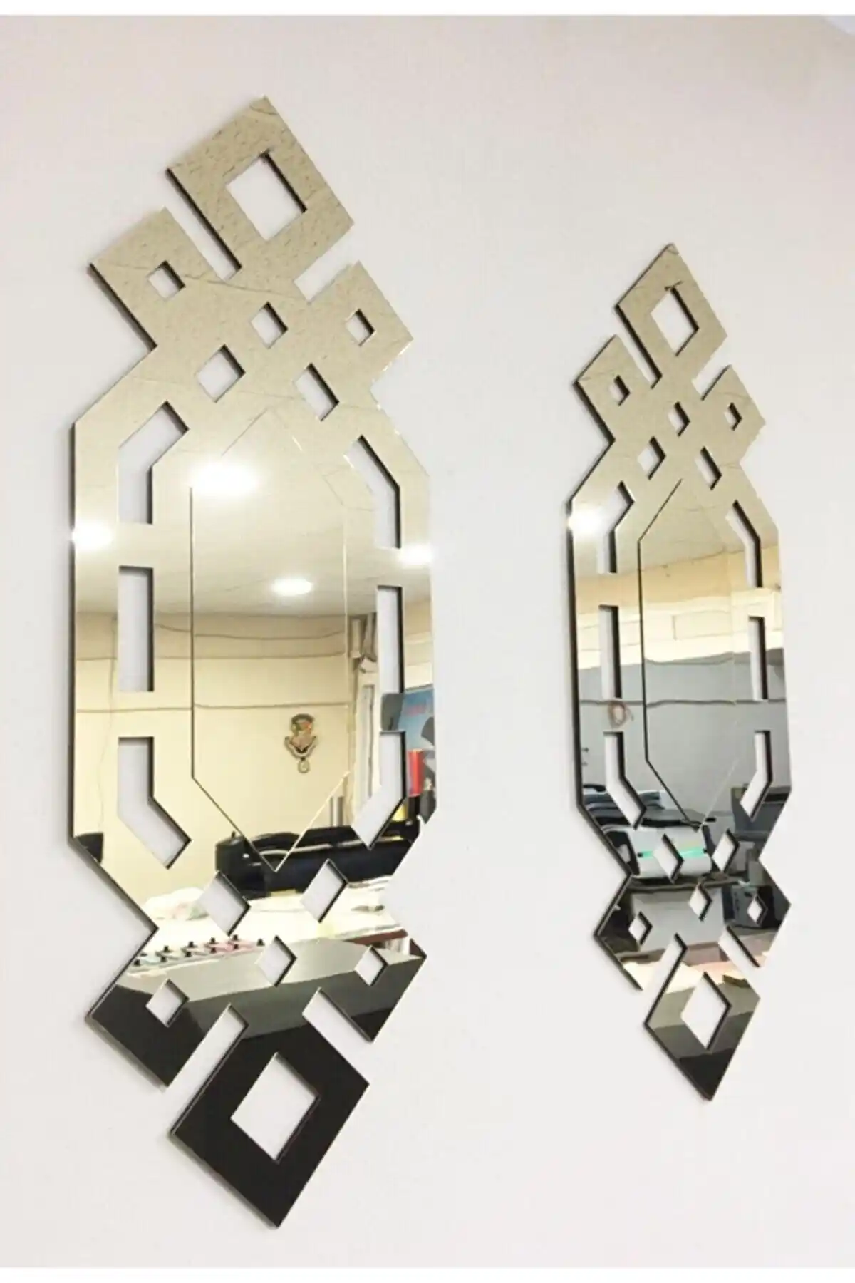 Hediyesepetin Gümüş Aynalı Pleksi 2 Parçalı Modern Duvar Tablosu Dekoratif Tasarım