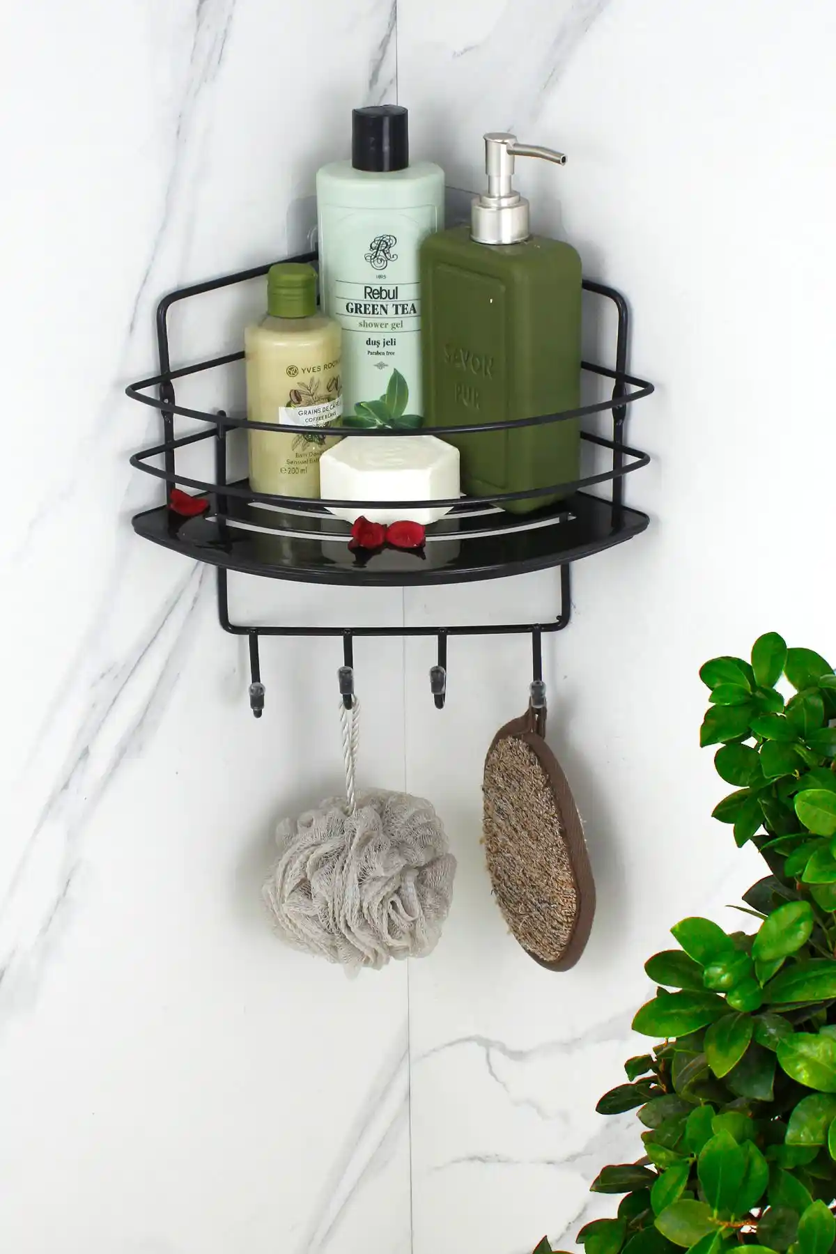 HIMYHOME Kristal Raflı Paslanmaz Siyah Tel Şampuanlık ve Zabata Yapışkanlı Banyo Rafı Karşılaştırması