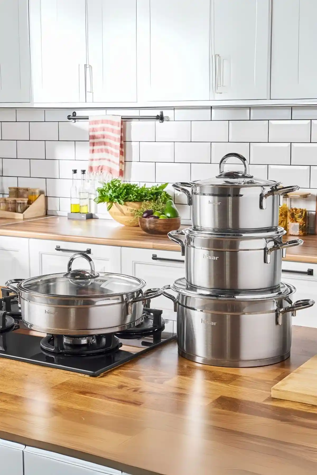 Hisar Orion 8 Parça Çelik Tencere Seti Indüksiyon ve Diğer Ocak Tipleri İçin Dayanıklı Mutfak Gereçleri