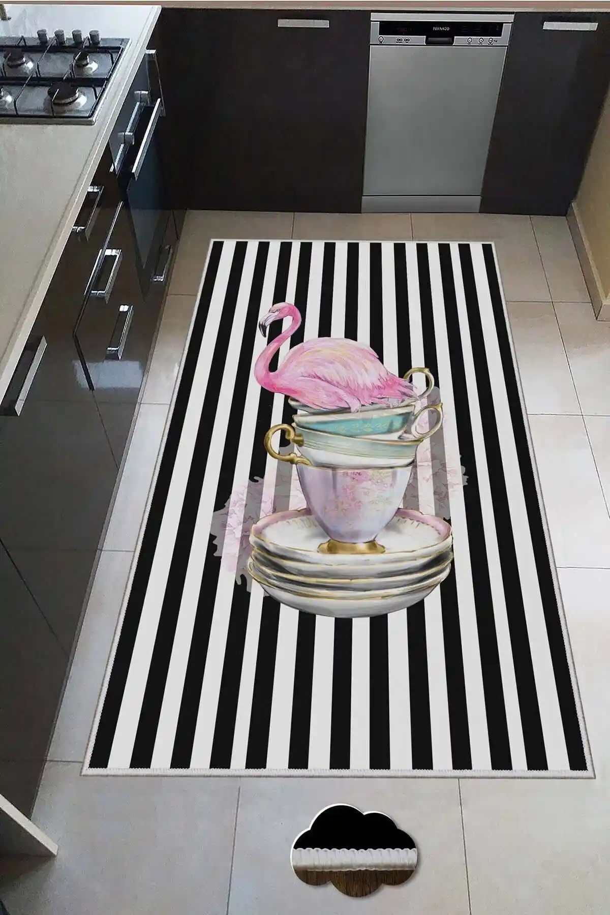 Homefesto Dekoratif Modern Kaydırmaz Yıkanabilir Mutfak Halısı 75x150 ve Diğer Boyutlar