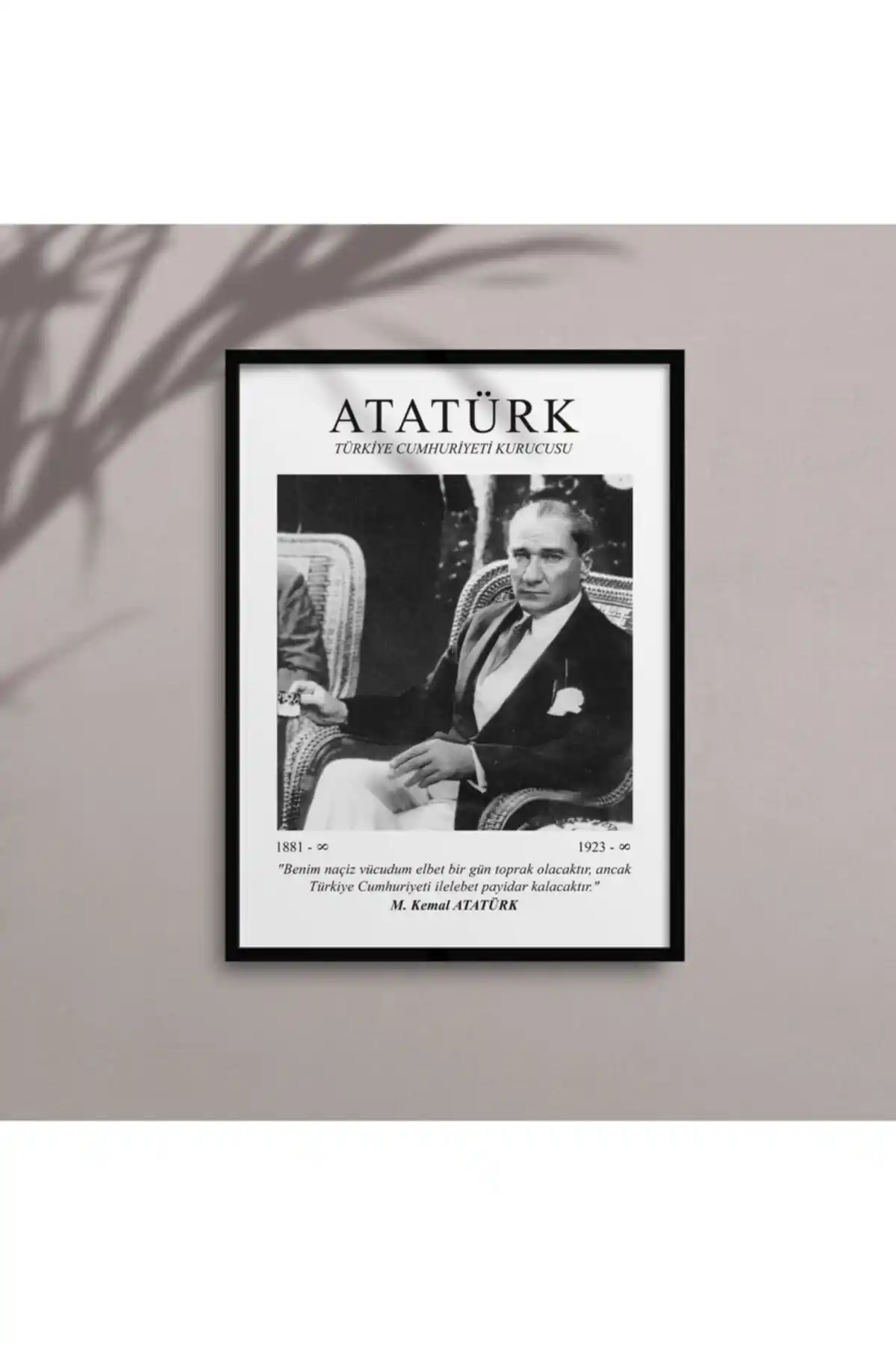 HOMEPACK Atatürk Portresi Siyah Çerçeveli Tablo Modern Ev ve Ofis Dekorasyonu İçin