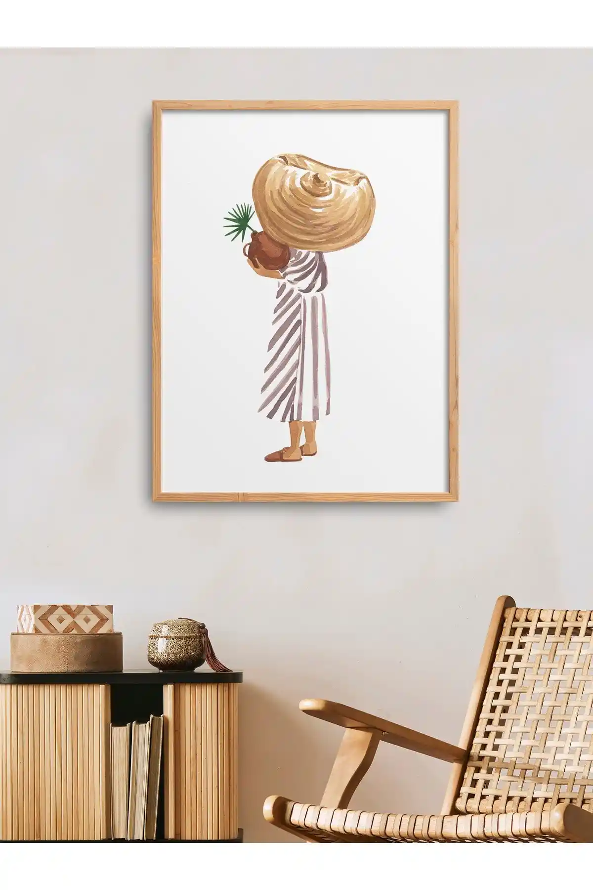 HOMEPACK Doğal Ahşap Çerçeveli Tekli Tablo - Estetik ve Dayanıklı Duvar Dekoru