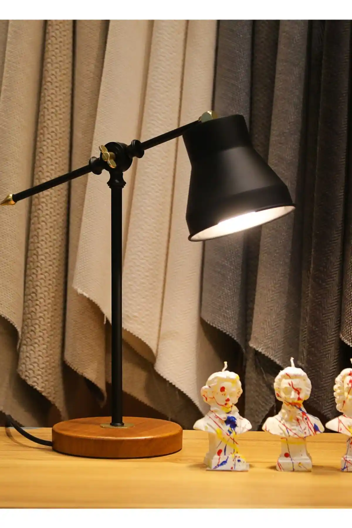 HOMİNG Metal Old Tertiall Klasik Çalışma Masa Lambası Siyah Modern Tasarım