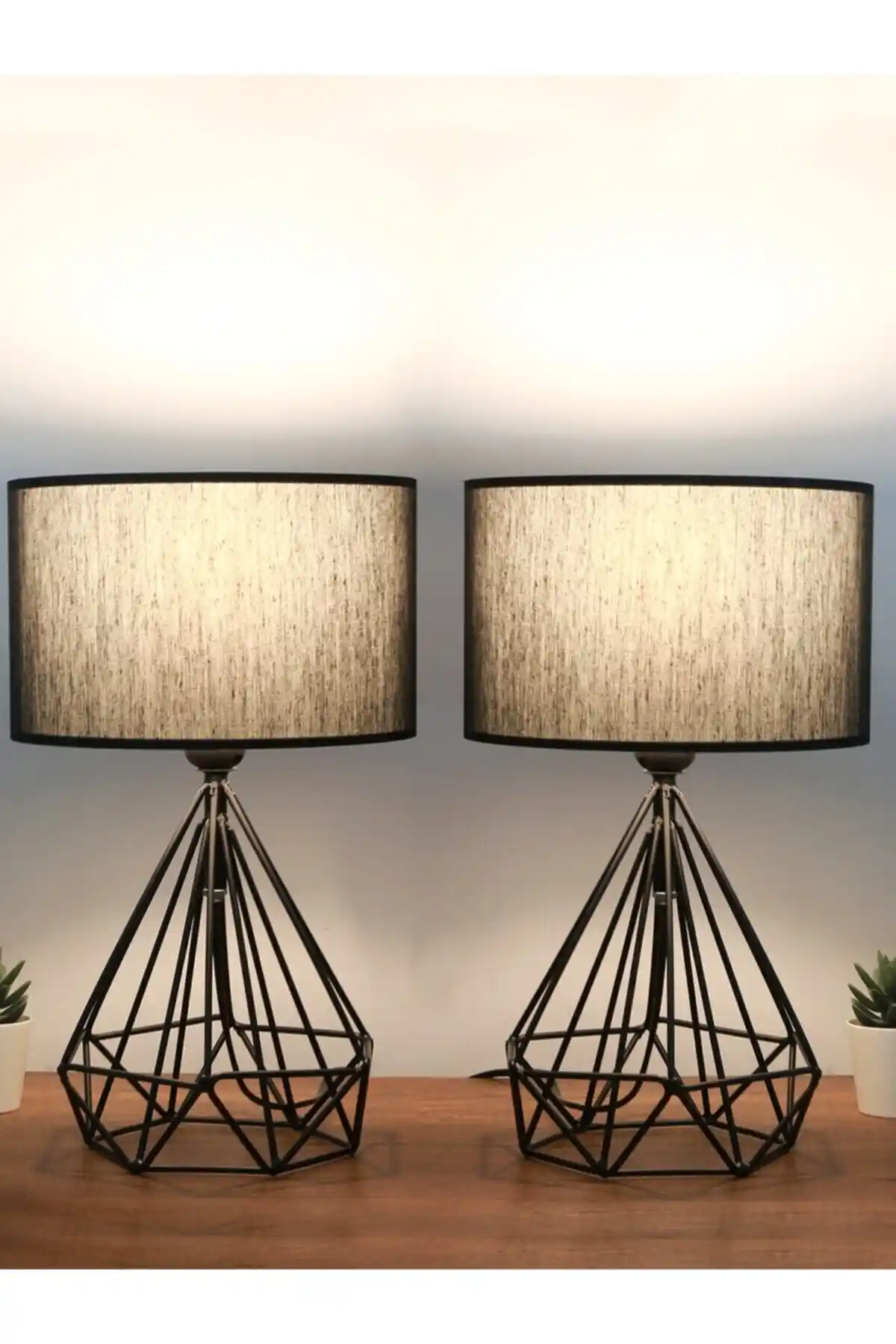 HOMİNG Vienna Siyah Kumaş Metal Abajur Seti Modern Ev Dekorasyonu İçin Şık Çözüm