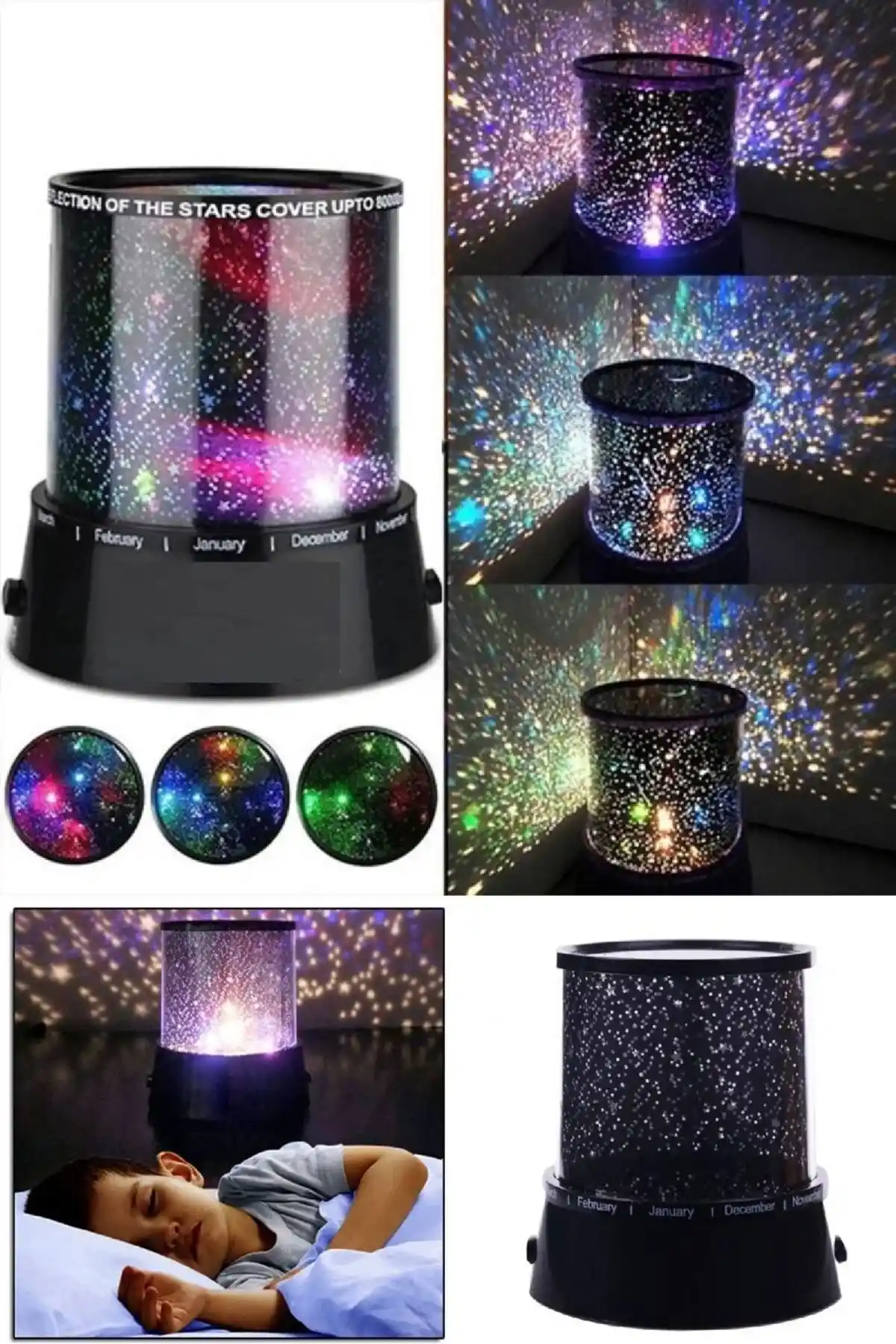 İBOVİA Tsrmx Yıldız Yansıtmalı LED Gece Lambası Çocuk ve Yatak Odası Dekorasyonu