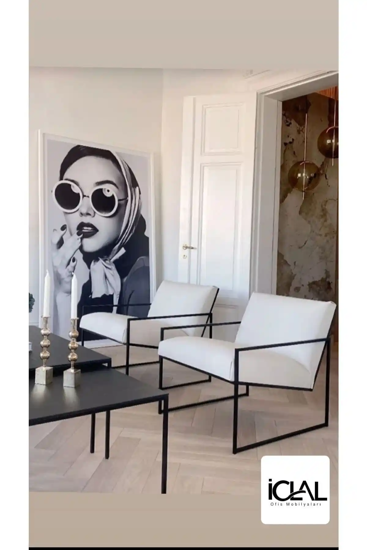 İclalofis Lesbos Modern İs Scandinavian Metal Berjer: Şık ve Konforlu Oturma Çözümü