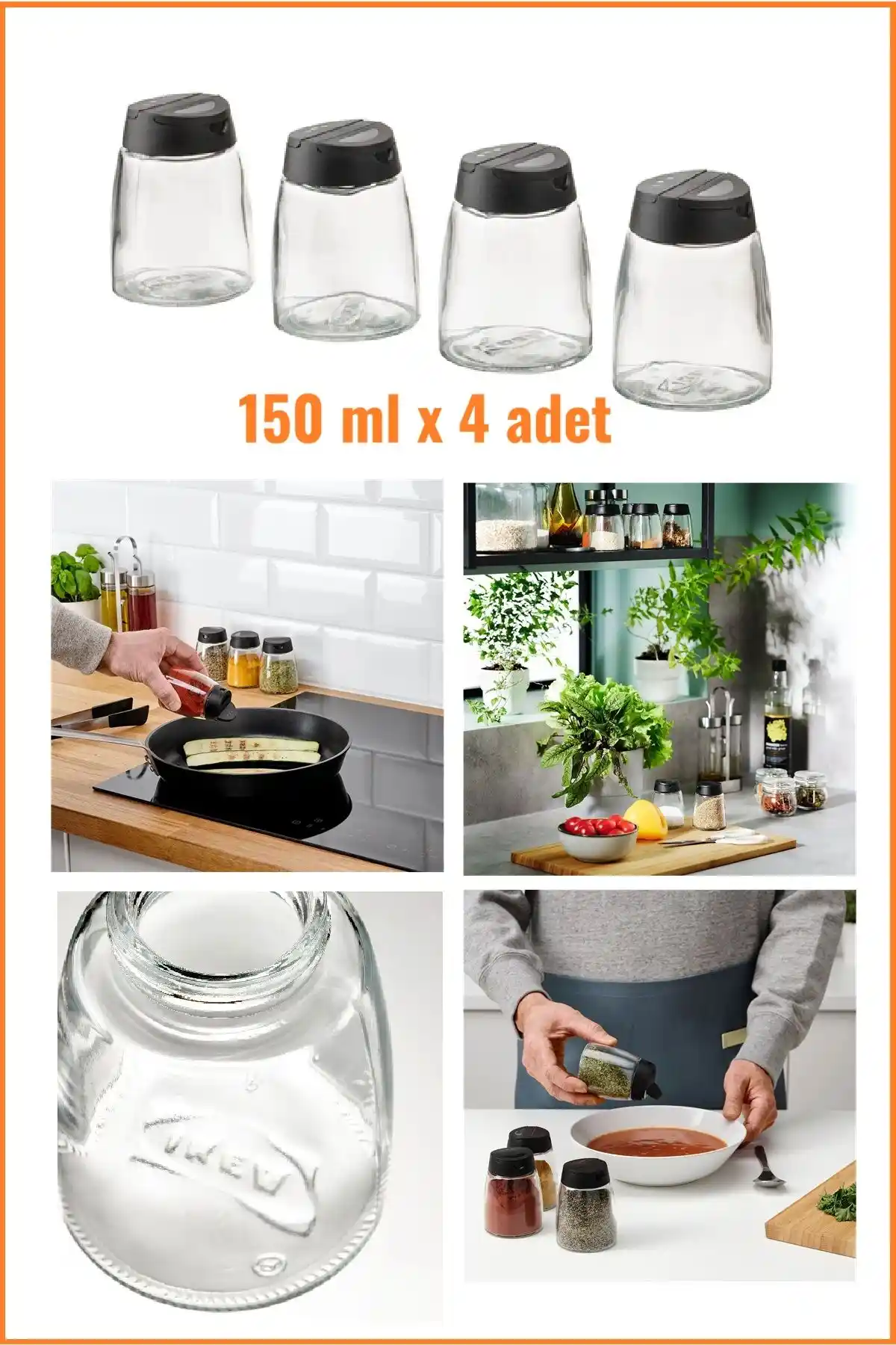 IKEA 365+ Ihardig Cam Baharat Kavanozu Seti: Modern ve Şık Mutfak Düzeni İçin Ideal