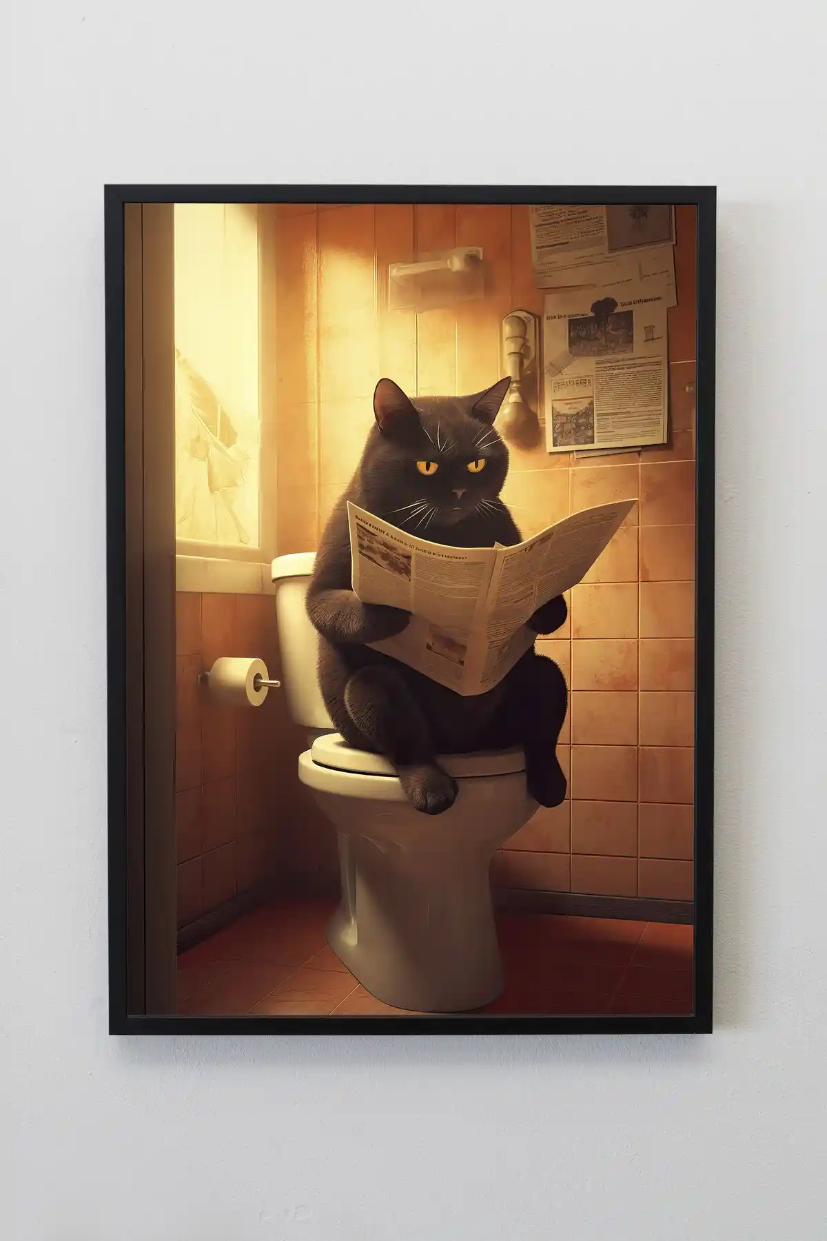 İllustroworks No.100 Kedi Poster Çerçevesiz Modern Duvar Sanatı Tasarımı