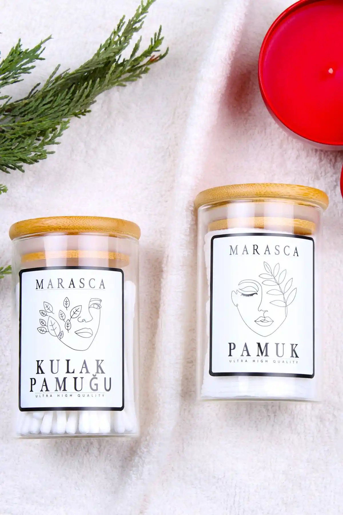 İncili Home ve Zezedesing Bambu Kapaklı Cam Kulak Pamuğu Setleri Karşılaştırması