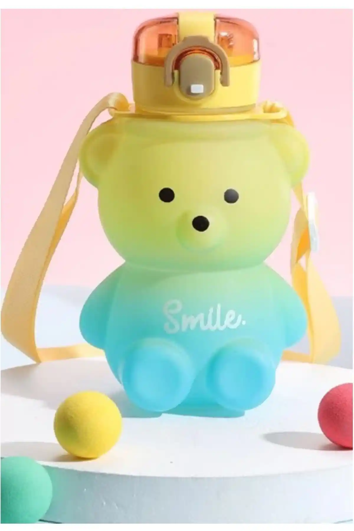 İndirimKap Smile Ayıcık Model Çocuk Su Matarası Sağlıklı ve Pratik Kullanım İçin Uygun