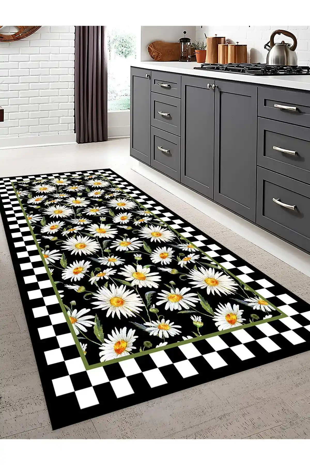 İnsPira Dijital Baskılı Mutfak Halısı Yıkanabilir ve Kaymaz Özellikleriyle Modern Tasarım