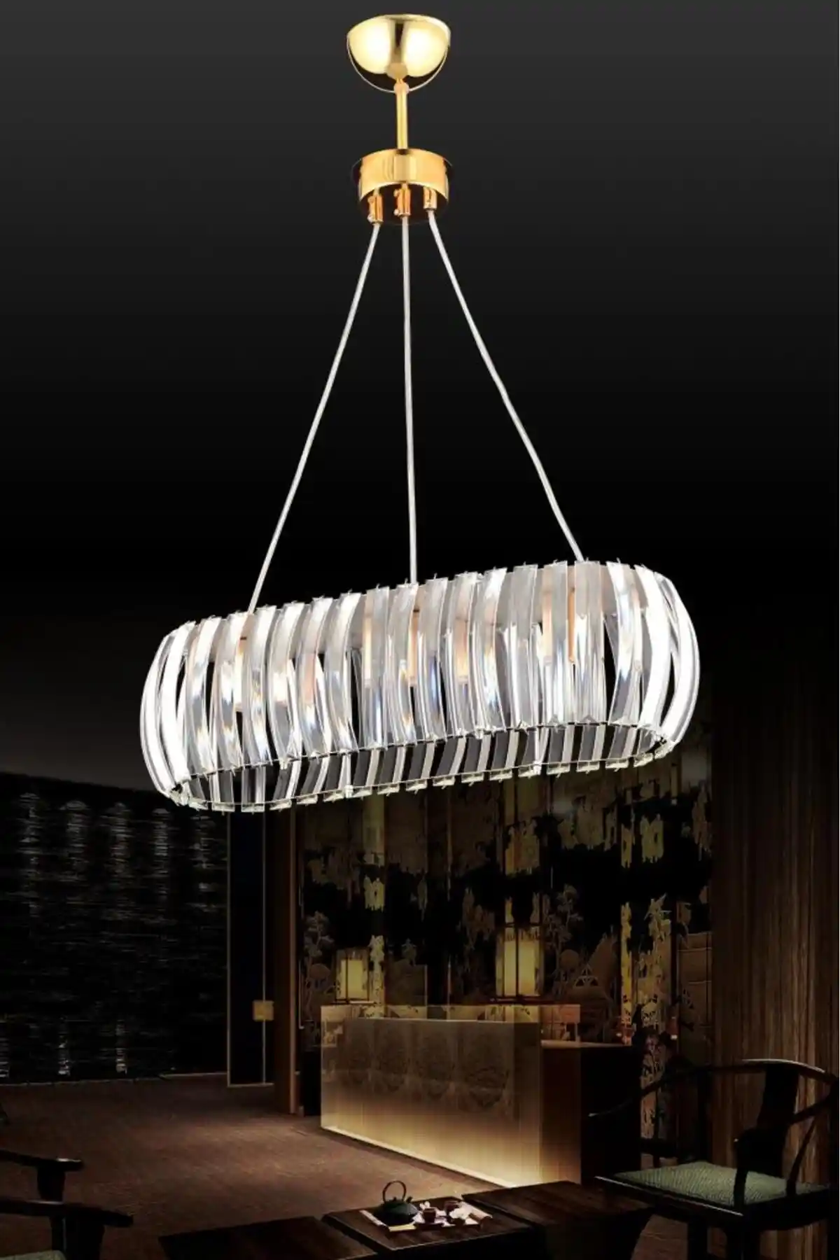 İstanbul Venüs Gold Kristal Taşlı Modern Avize Geniş Alanlar İçin Şık Aydınlatma Çözümü