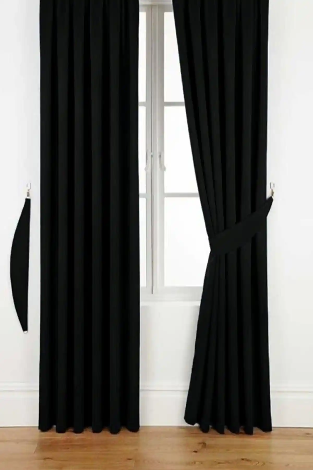 Kadife Fon Tek Kanat Perde Siyah Modern İç Mekan Dekorasyonu İçin Uygun