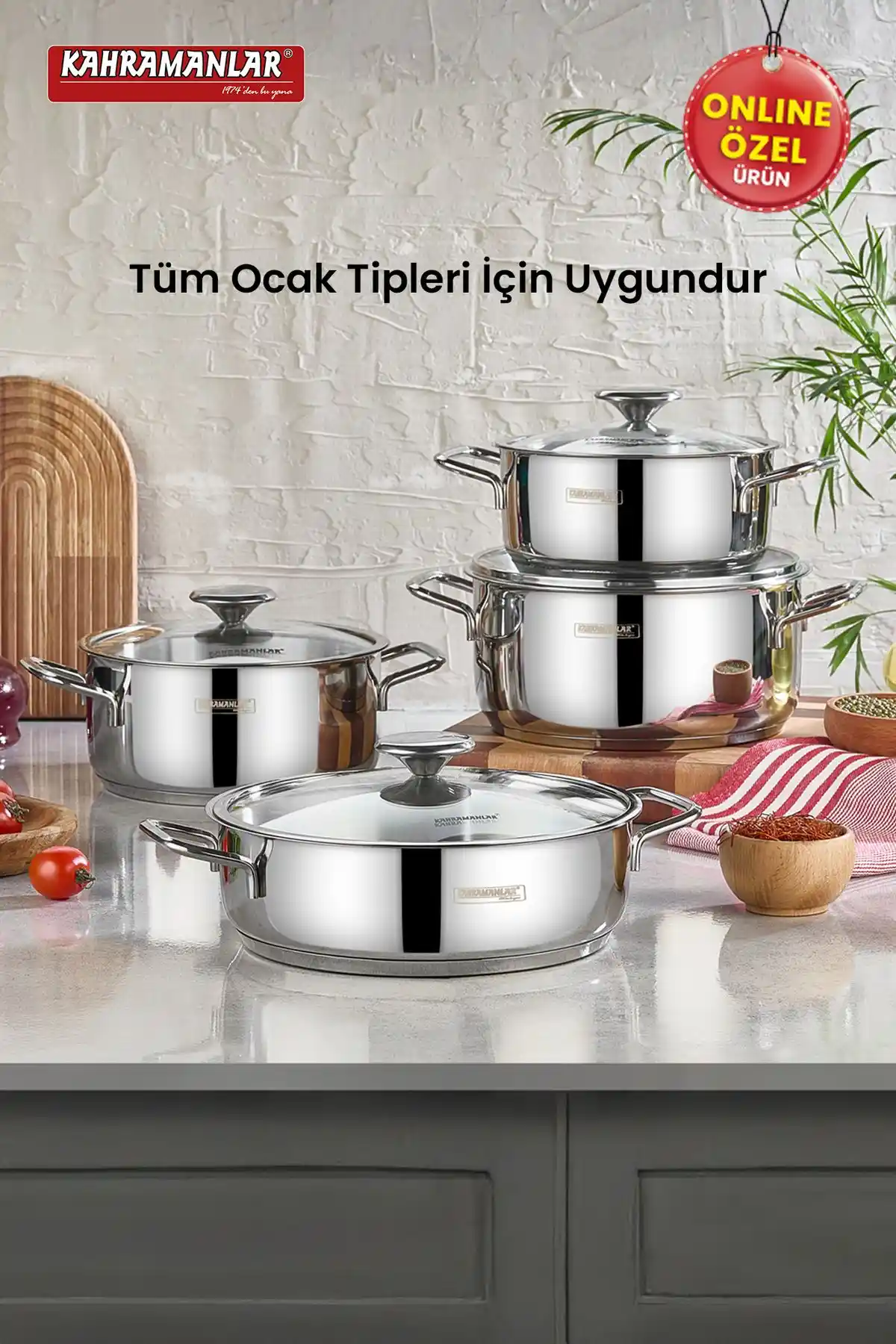 Kahramanlar Yağmur 8 Parça Paslanmaz Çelik Tencere Seti ile Mutfakta Şıklık ve Fonksiyonellik