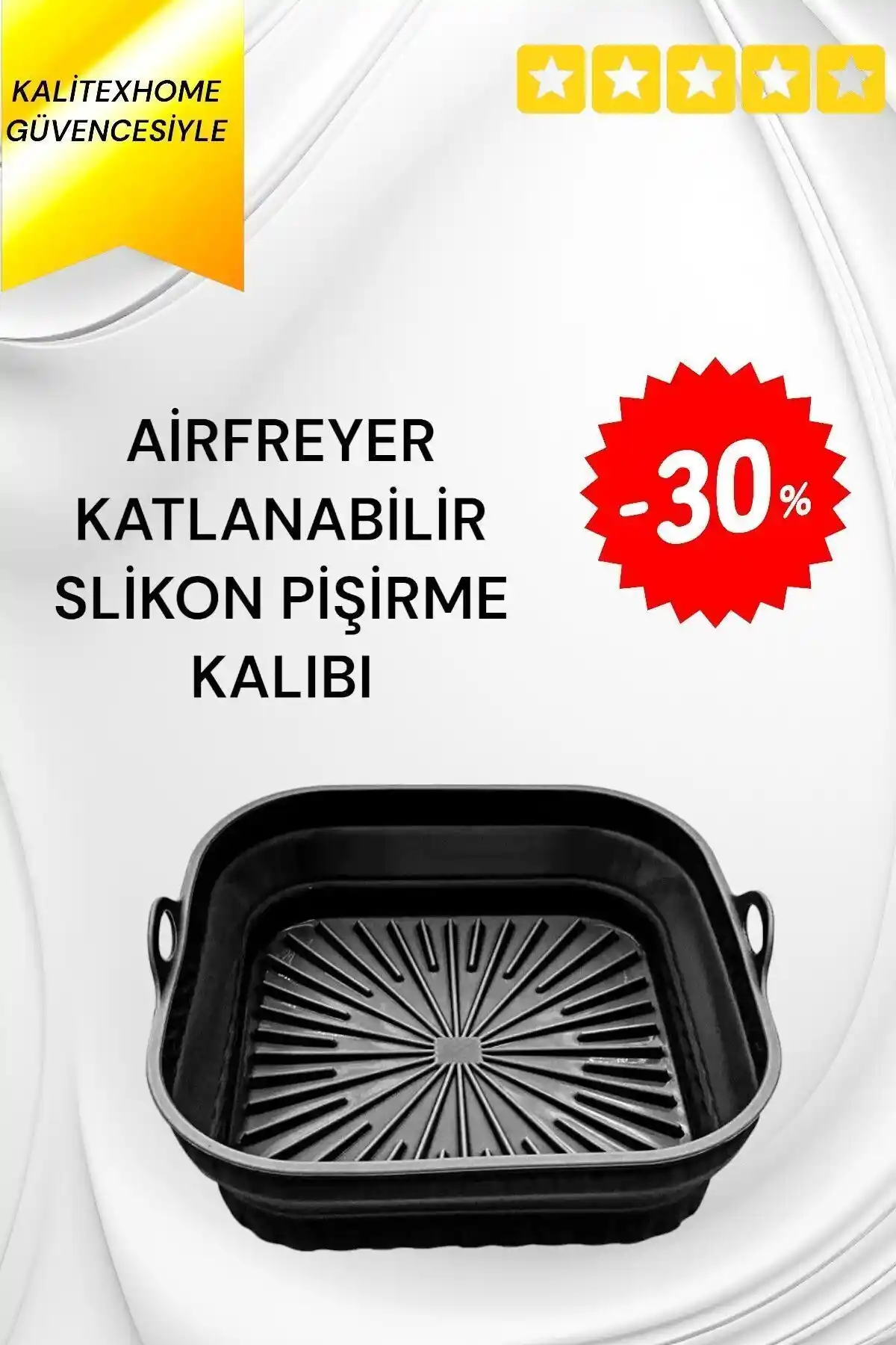 KalitexHome Katlanabilir Akordiyon Kare Airfryer Pişirme Kabı - Dayanıklı ve Pratik Mutfak Aksesuarı