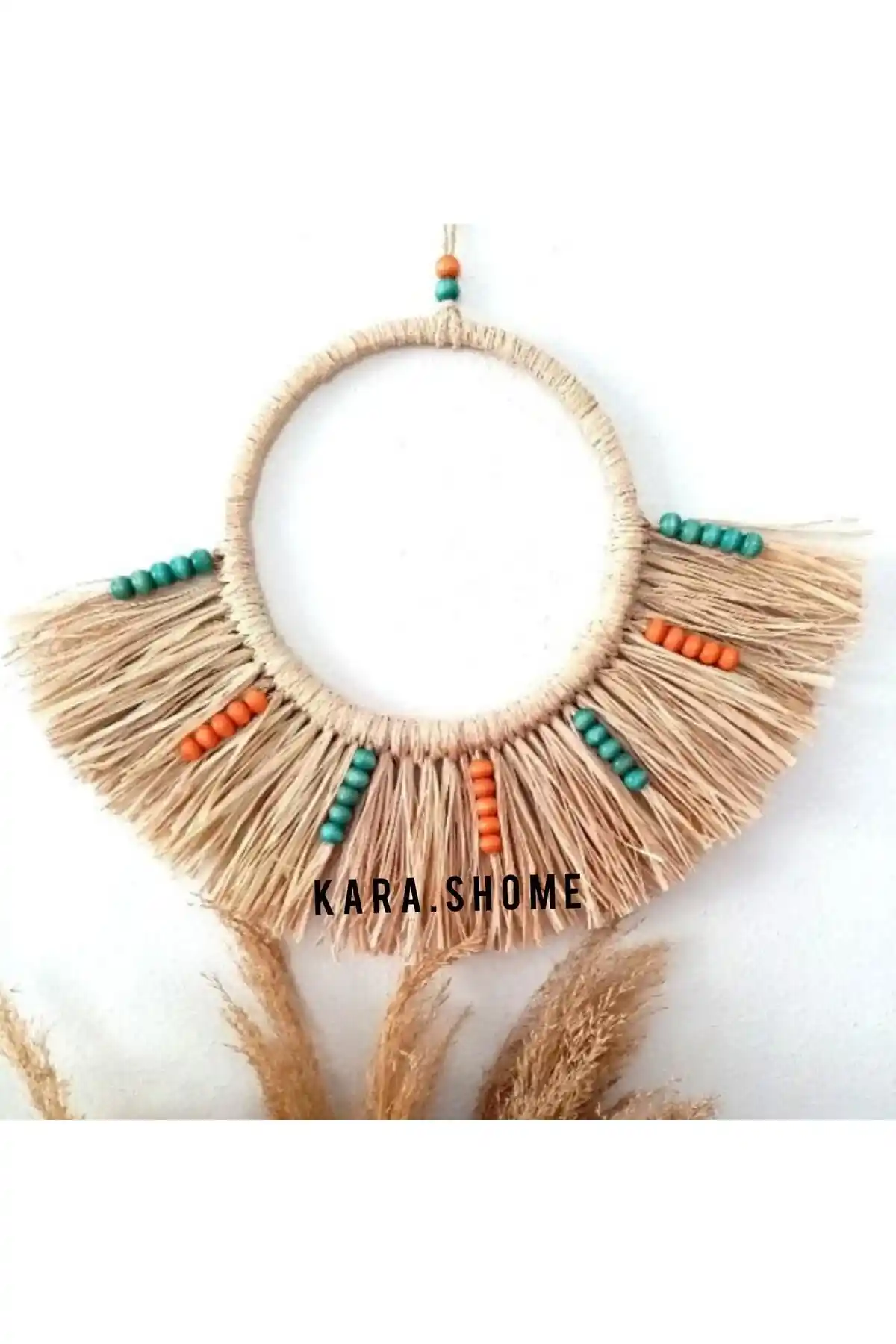 Kara.Shome Rafya Yelpaze Duvar Aksesuarı Estetik ve Pratik İç Mekan Dekorasyonu Ürünü