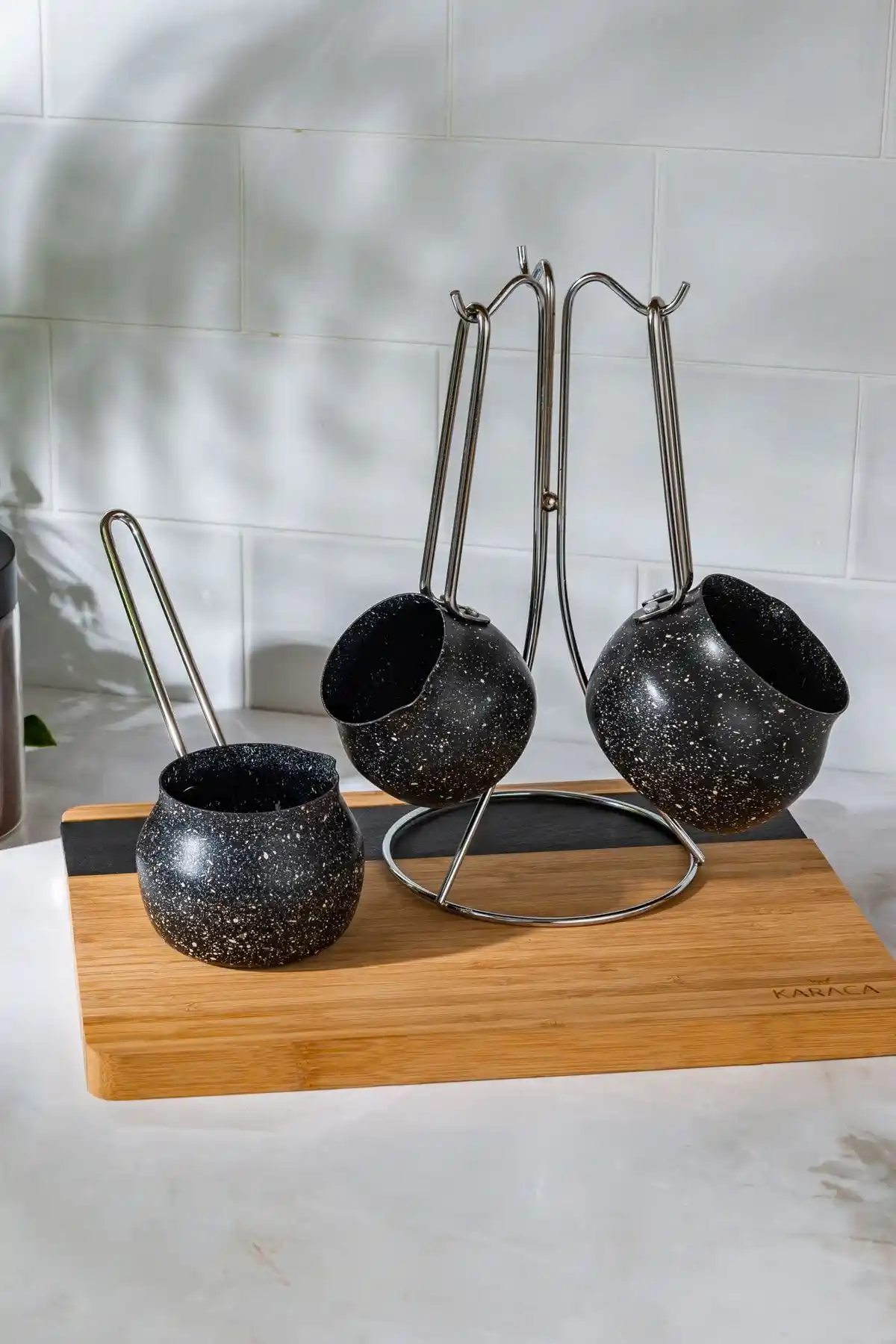 Karaca Biogranit Steel Plus Siyah Cezve Takımı Modern ve Dayanıklı Kahve Seti