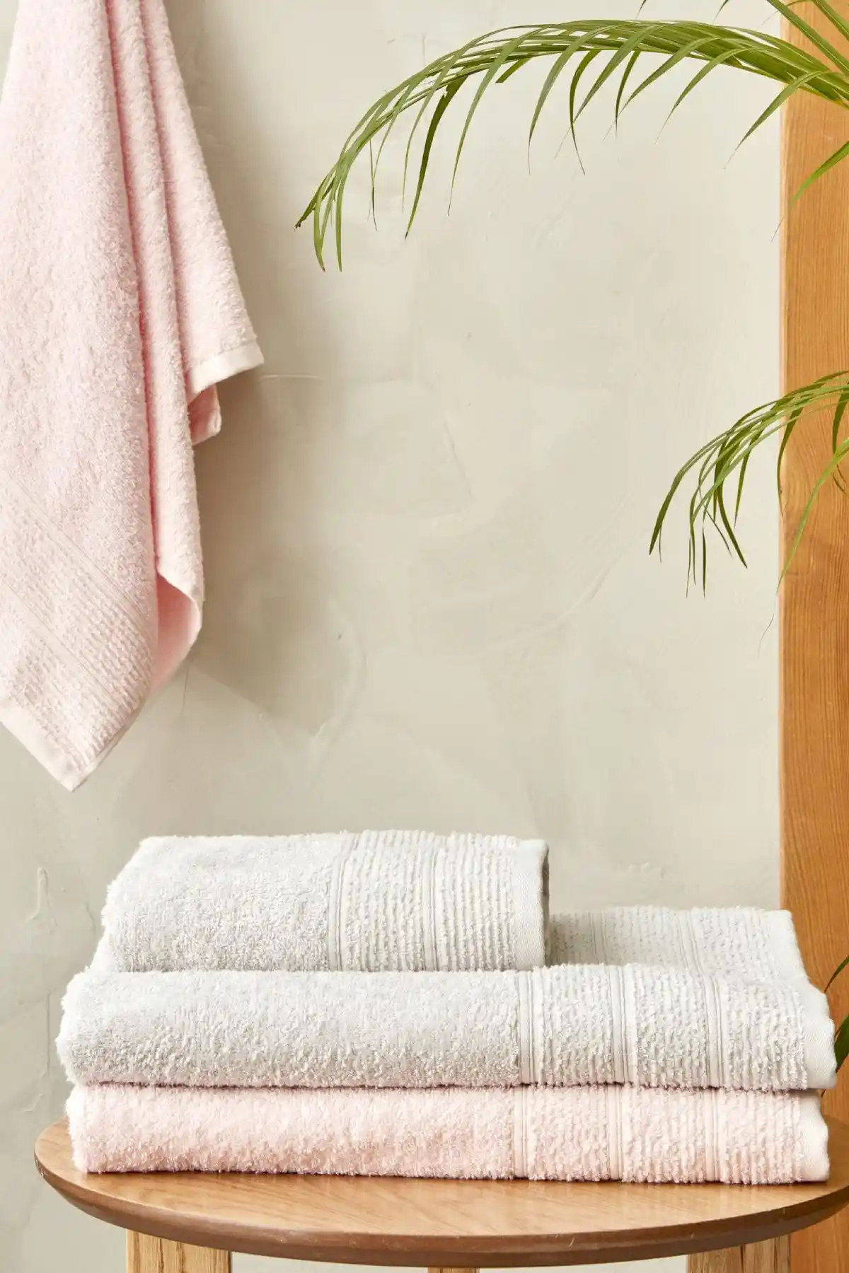 Karaca Home Vinos 4 Parça Pudra Banyo ve Baş Havlusu Hamam Seti Modern Tasarım