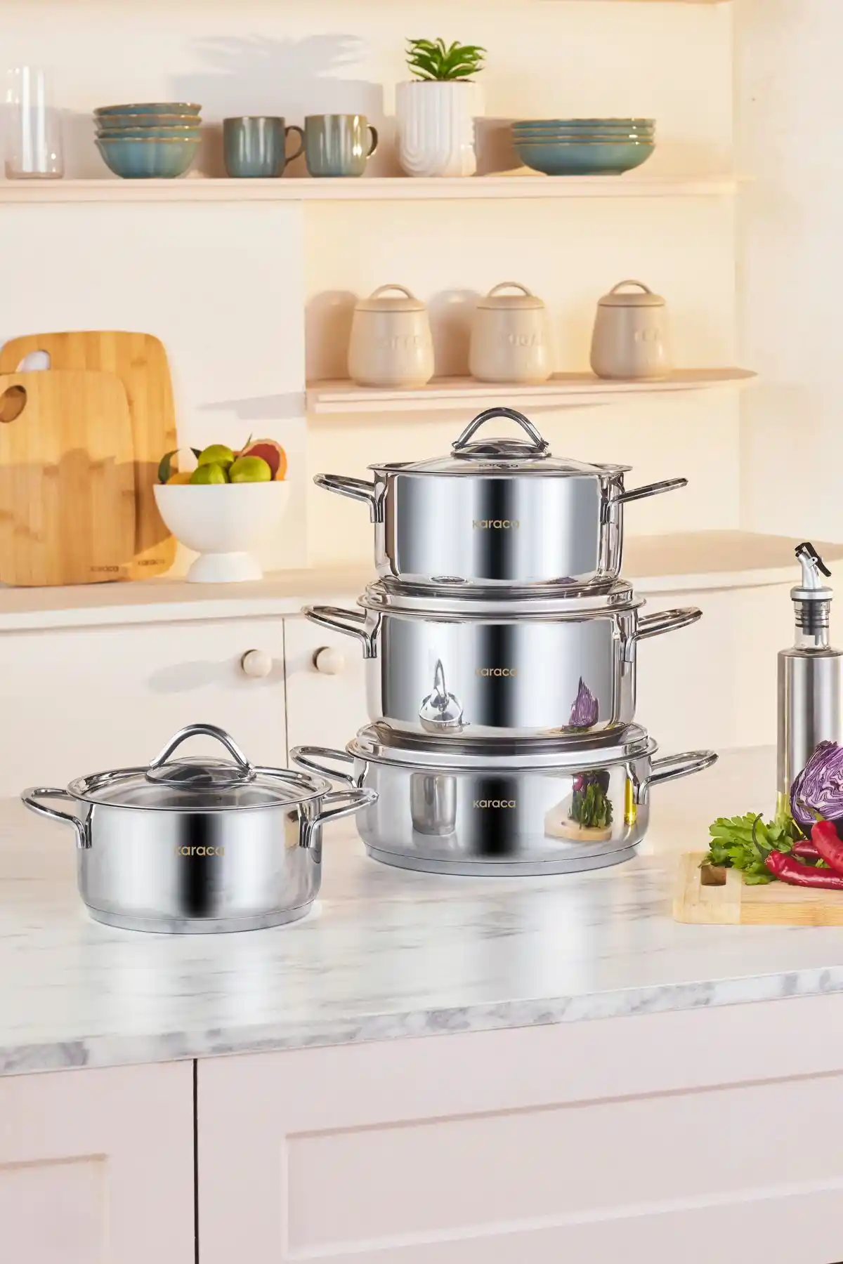 Karaca Sakura PowerSteel 316+ Çelik 8 Parça Indüksiyon Tencere Seti Günlük ve Özel Kullanım İçin