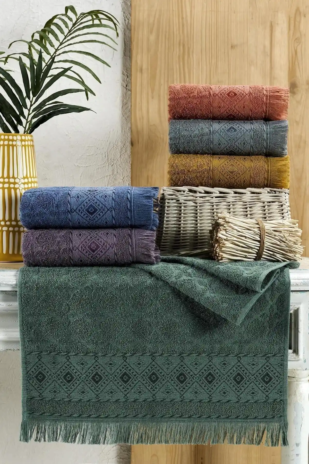 Kardelen %100 Pamuklu Yumuşak ve Emilici Yüz Havluları Seti 6 Adet