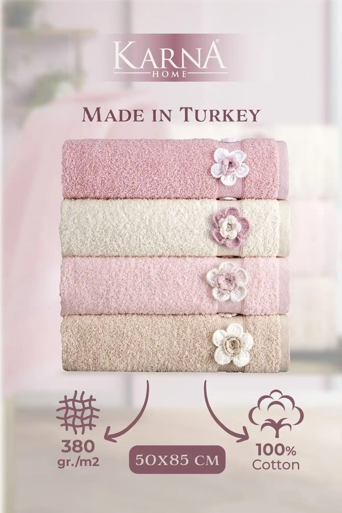 Karna Home Bukre Kutulu El İşlemeli Havlu Seti Yüksek Kalite ve Estetik Tasarım