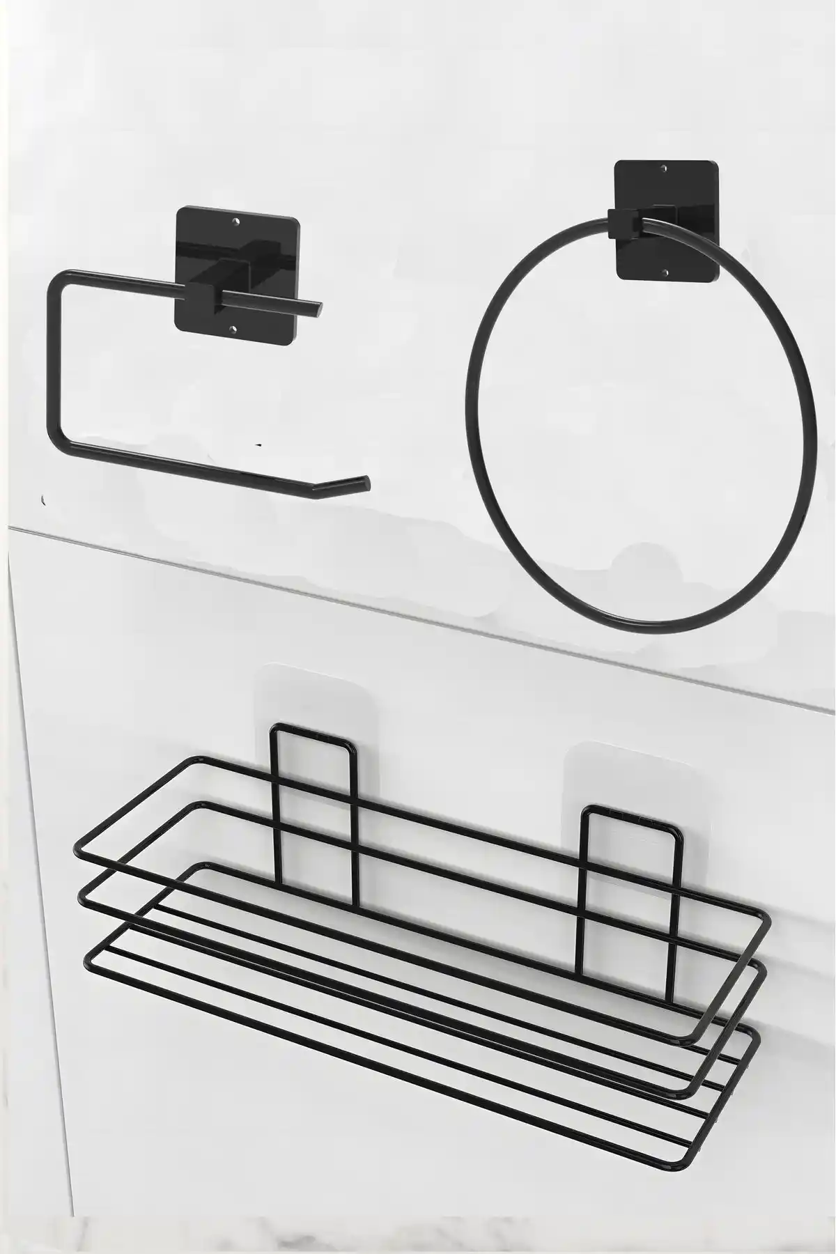 KARTEYA 3'lü Yapışkanlı Banyo Düzenleyici Seti Modern ve Dayanıklı Tasarım
