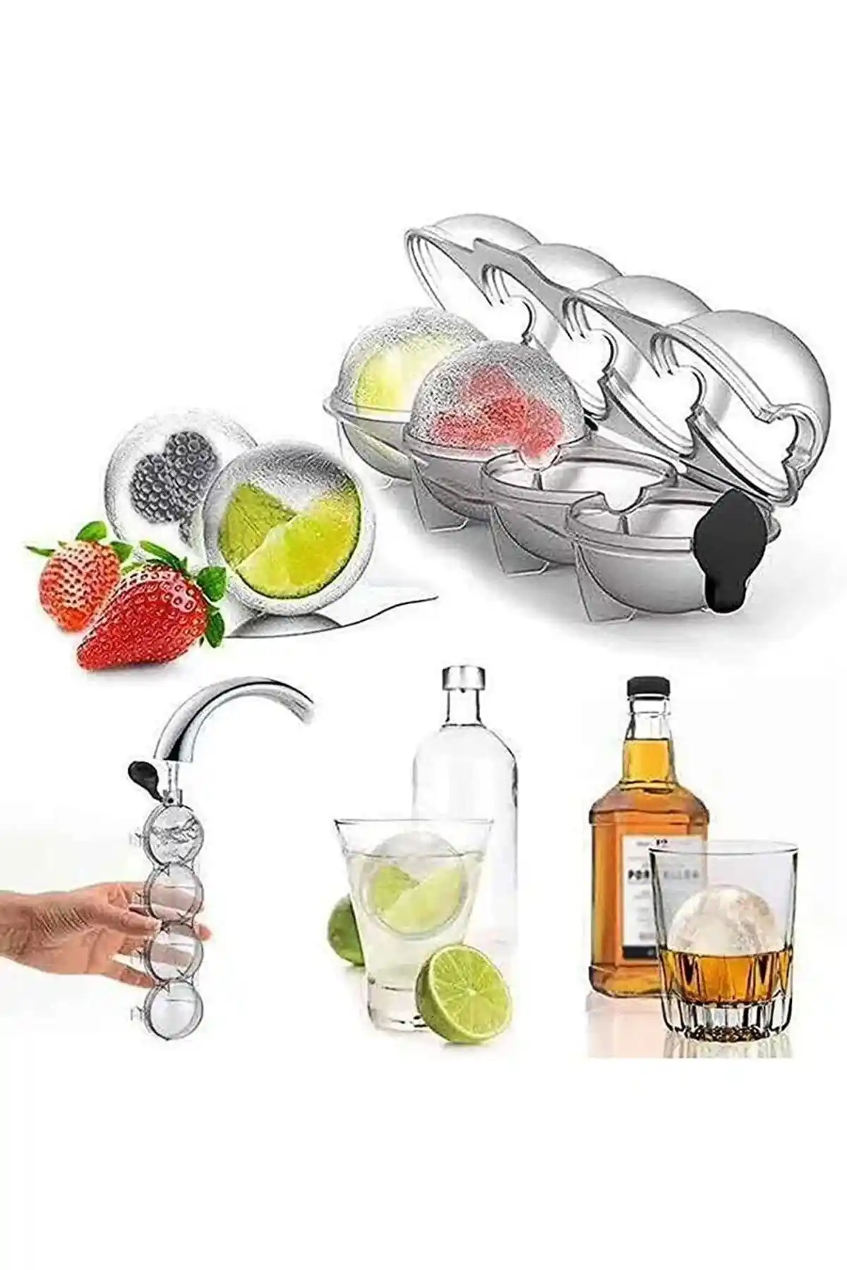 Kaşbaşı Home 4'lü Küre Buz Kalıbı ile Şık ve Pratik Buzlar Sunumlarınızı Zenginleştirir