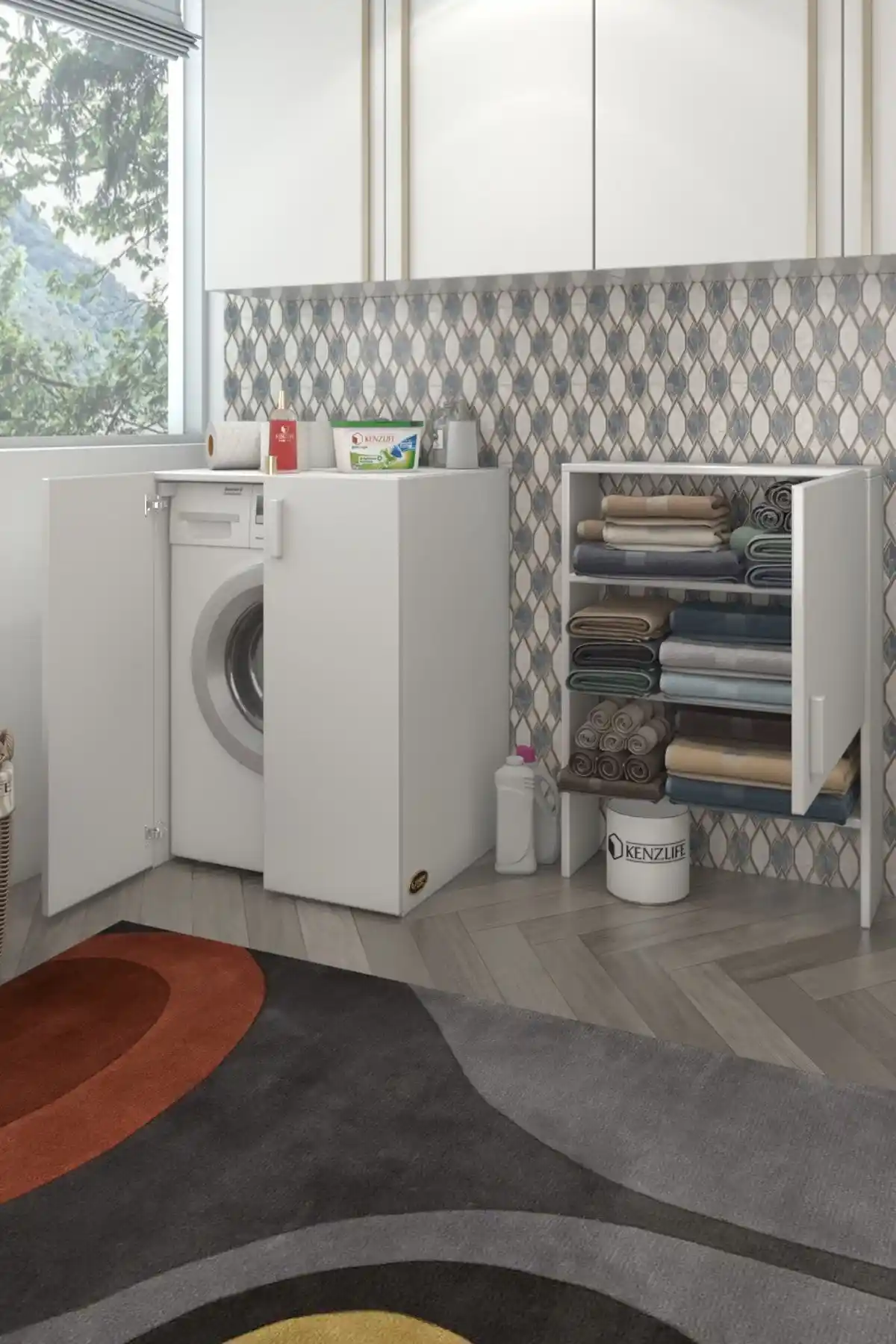 Kenzlife Kasparov Byz Çamaşır Makinesi Dolabı Modern ve Pratik Tasarım