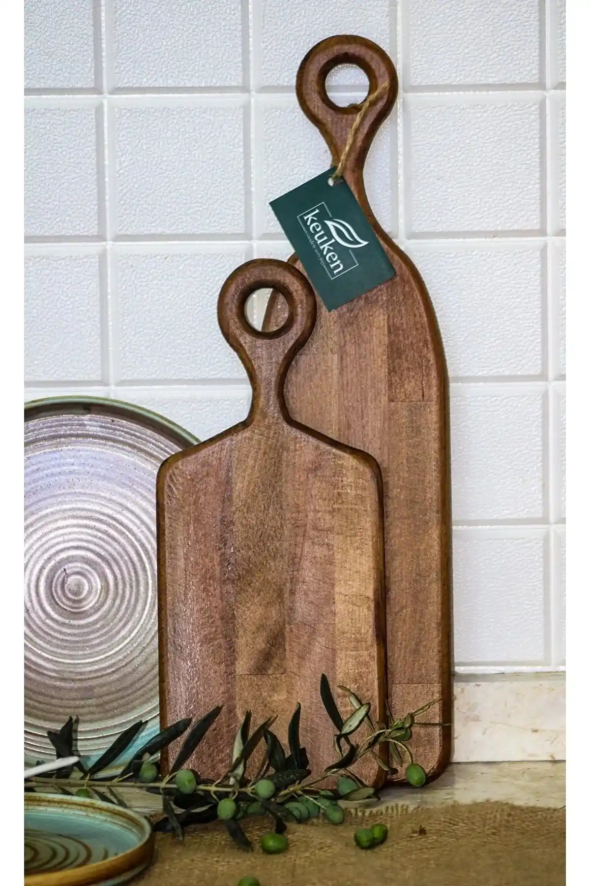 Keukenwood Koyu Ceviz Kesme ve Servis Tahtası Seti Modern ve Dayanıklı Tasarım